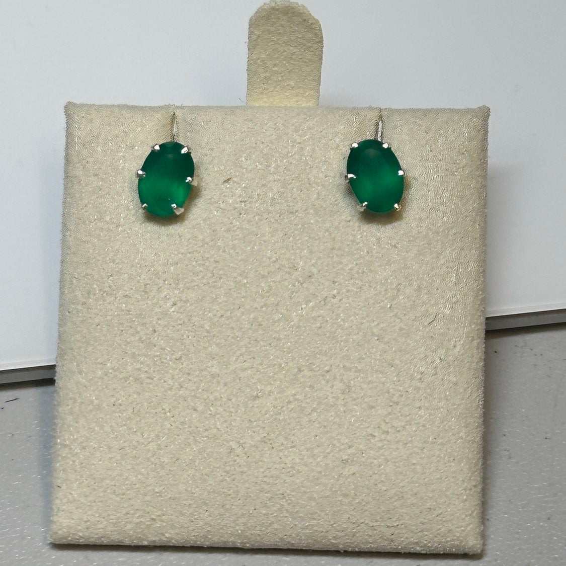 Emerald Oval Post Earrings – Sterling Silver | Earrings | Wiccan Center