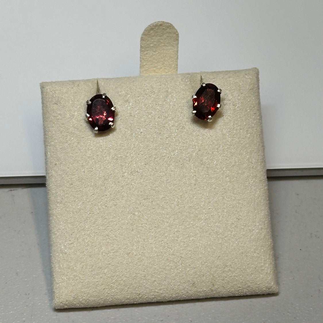 Garnet Oval Post Earrings – Sterling Silver | Earrings | Wiccan Center