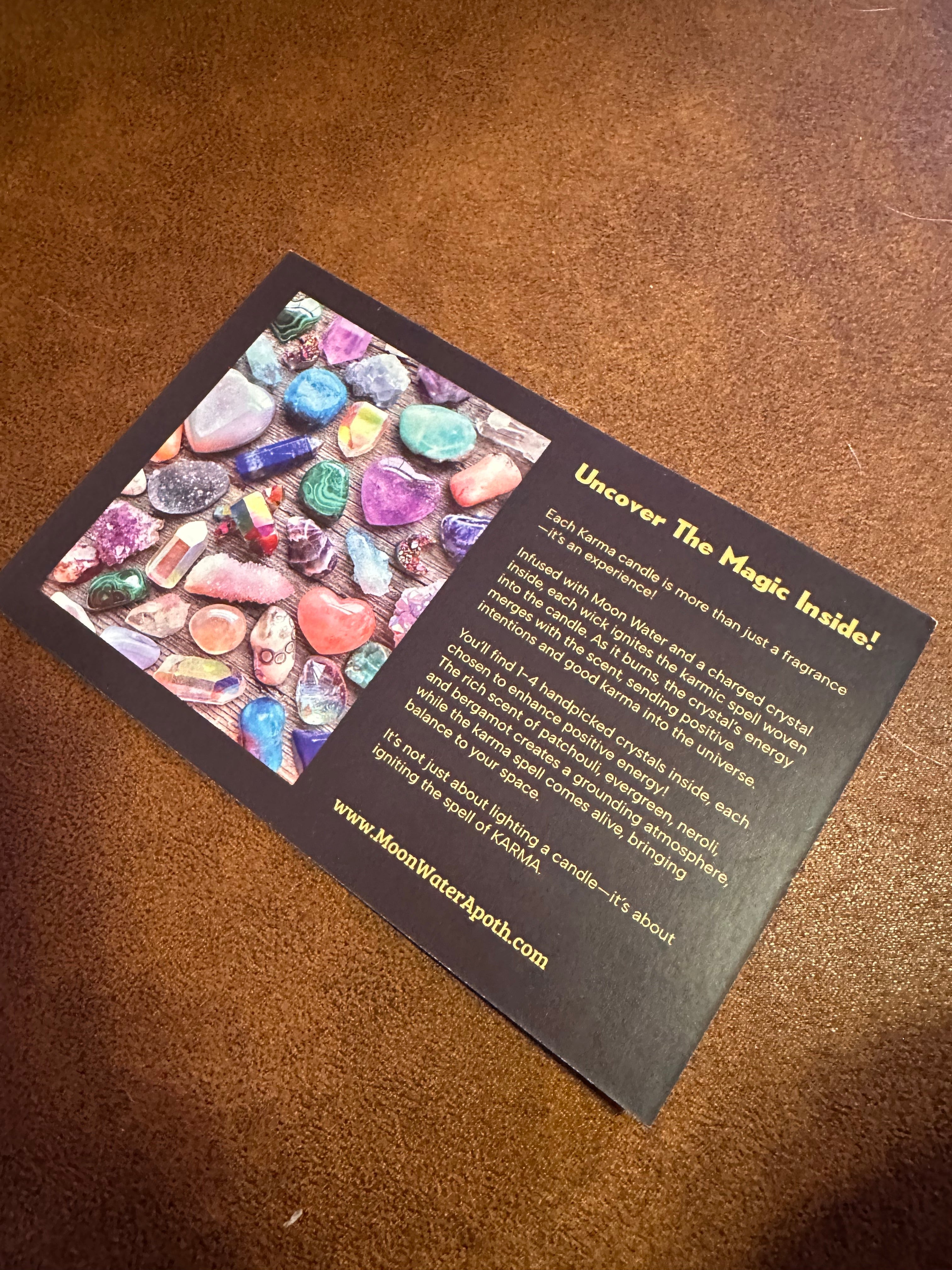 KARMA CANDLE - HIDDEN CRYSTALS INSIDE! -- by Moon Water Apothecary!