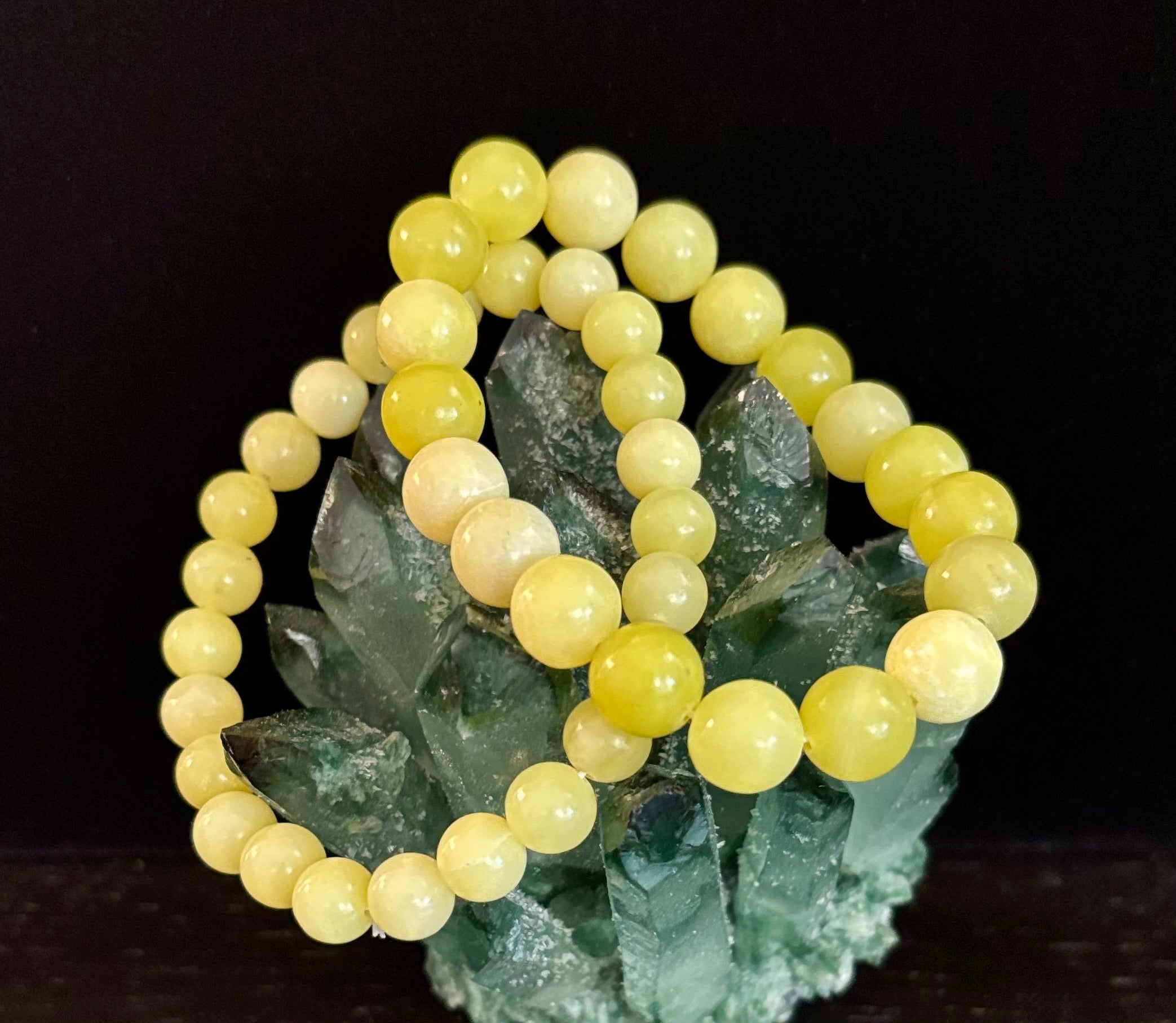 Lemon Jade Beaded Bracelet 8mm & 10mm – Reiki-Infused Joy, Abundance & Positive Energy Jewelry | | Wiccan Center