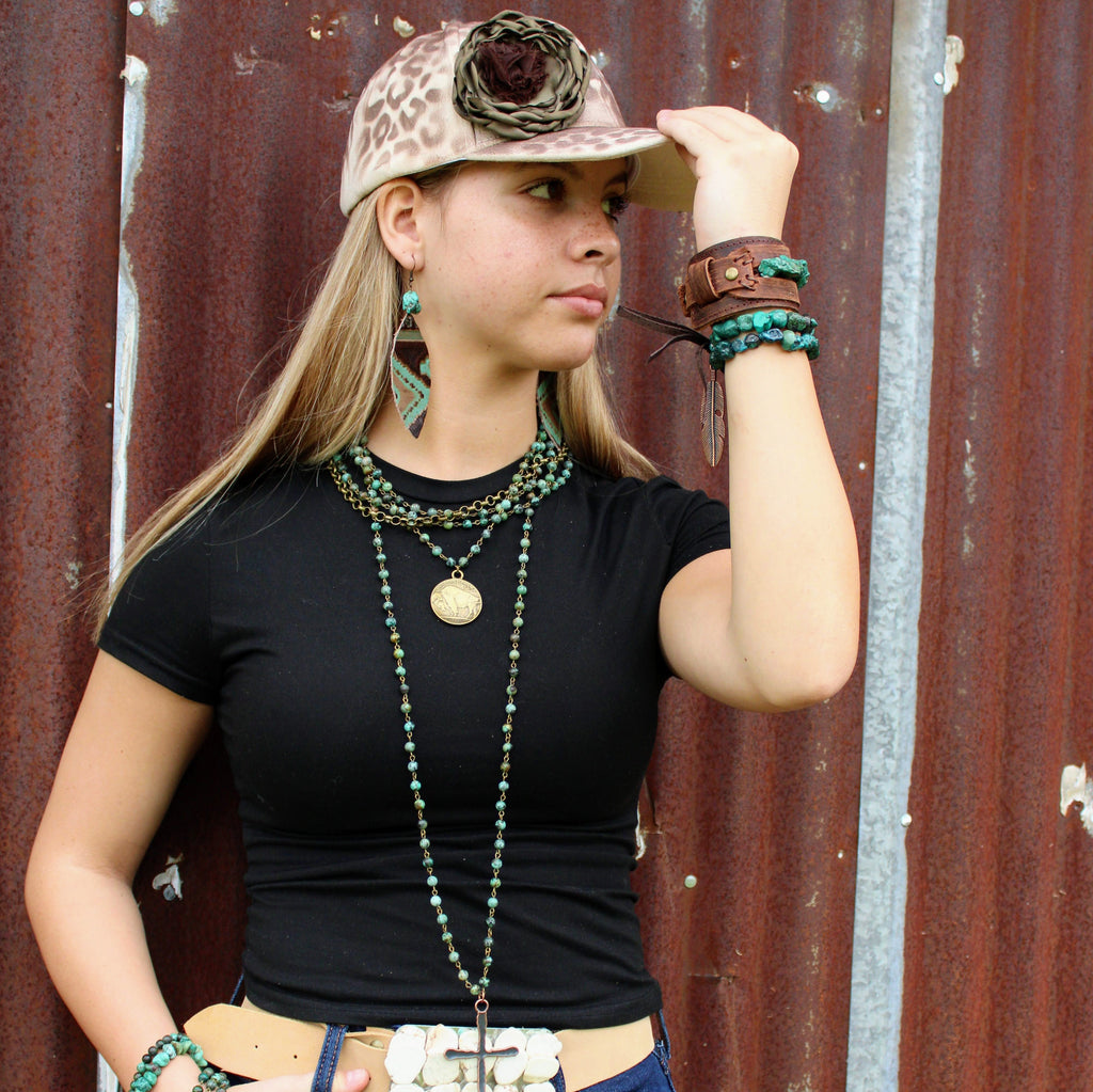 African Turquoise Collar-Length Necklace Indian Buffalo Coin 250t | Necklace | Wiccan Center