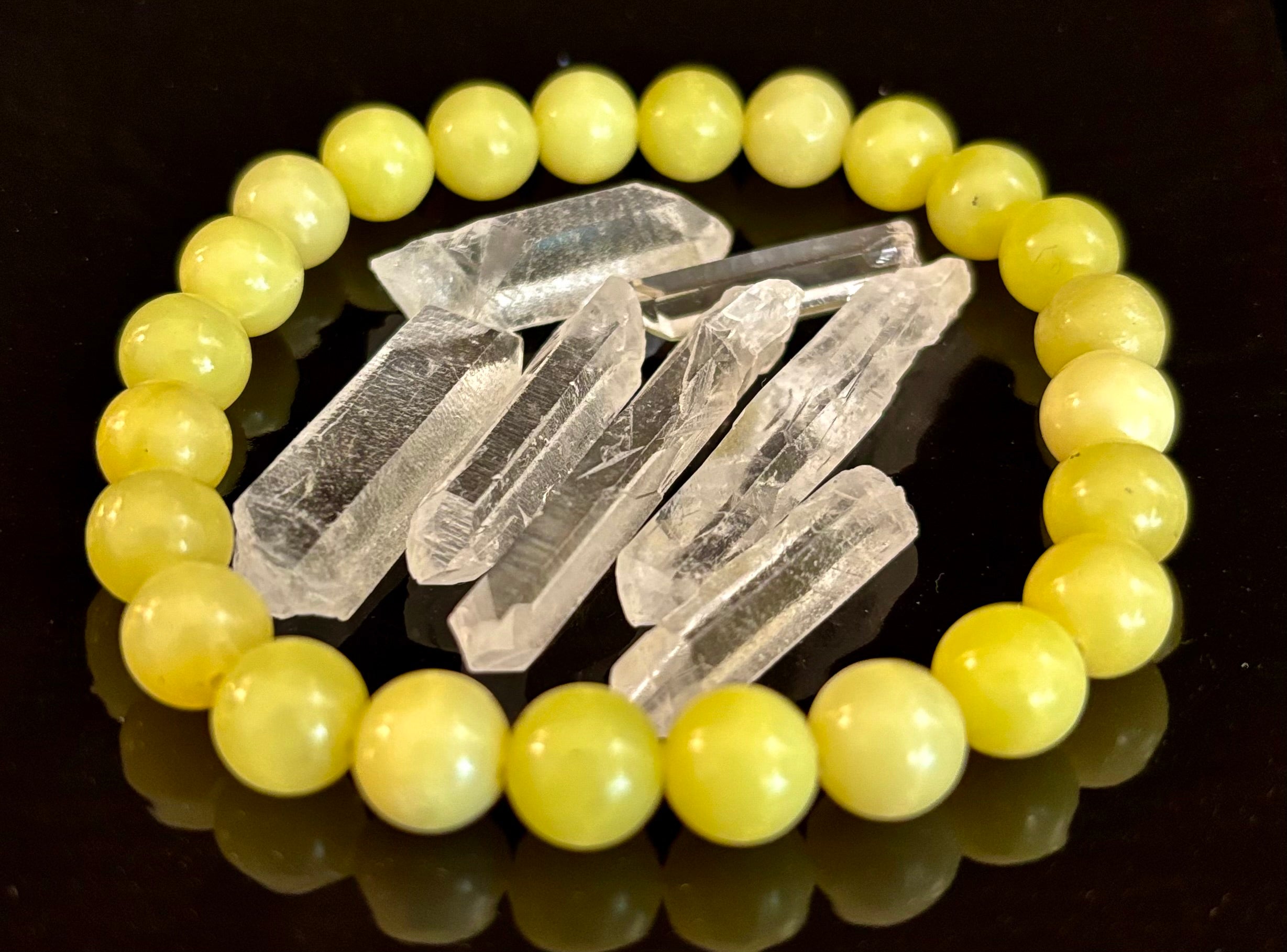 Lemon Jade Beaded Bracelet 8mm & 10mm – Reiki-Infused Joy, Abundance & Positive Energy Jewelry | | Wiccan Center
