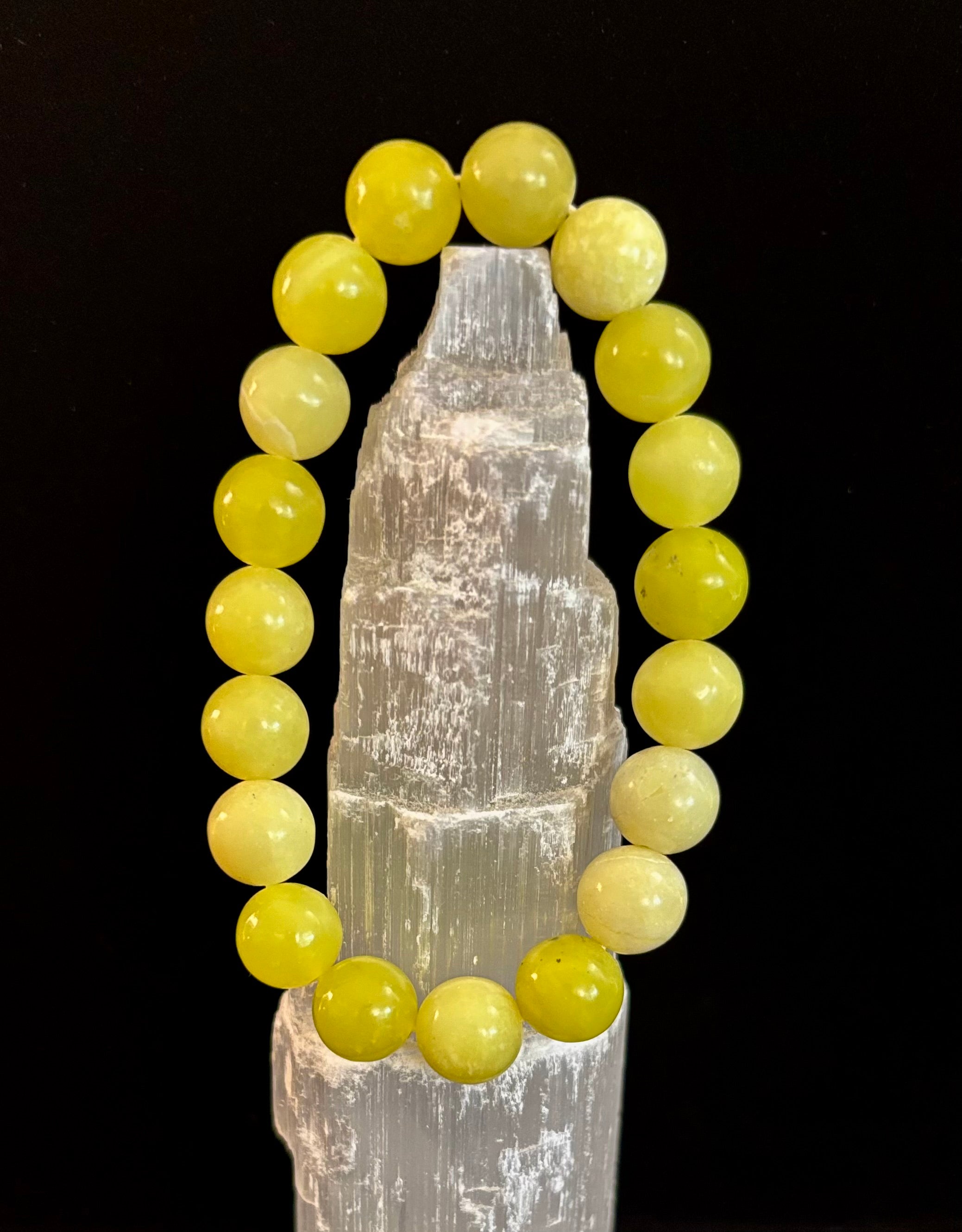Lemon Jade Beaded Bracelet 8mm & 10mm – Reiki-Infused Joy, Abundance & Positive Energy Jewelry | | Wiccan Center