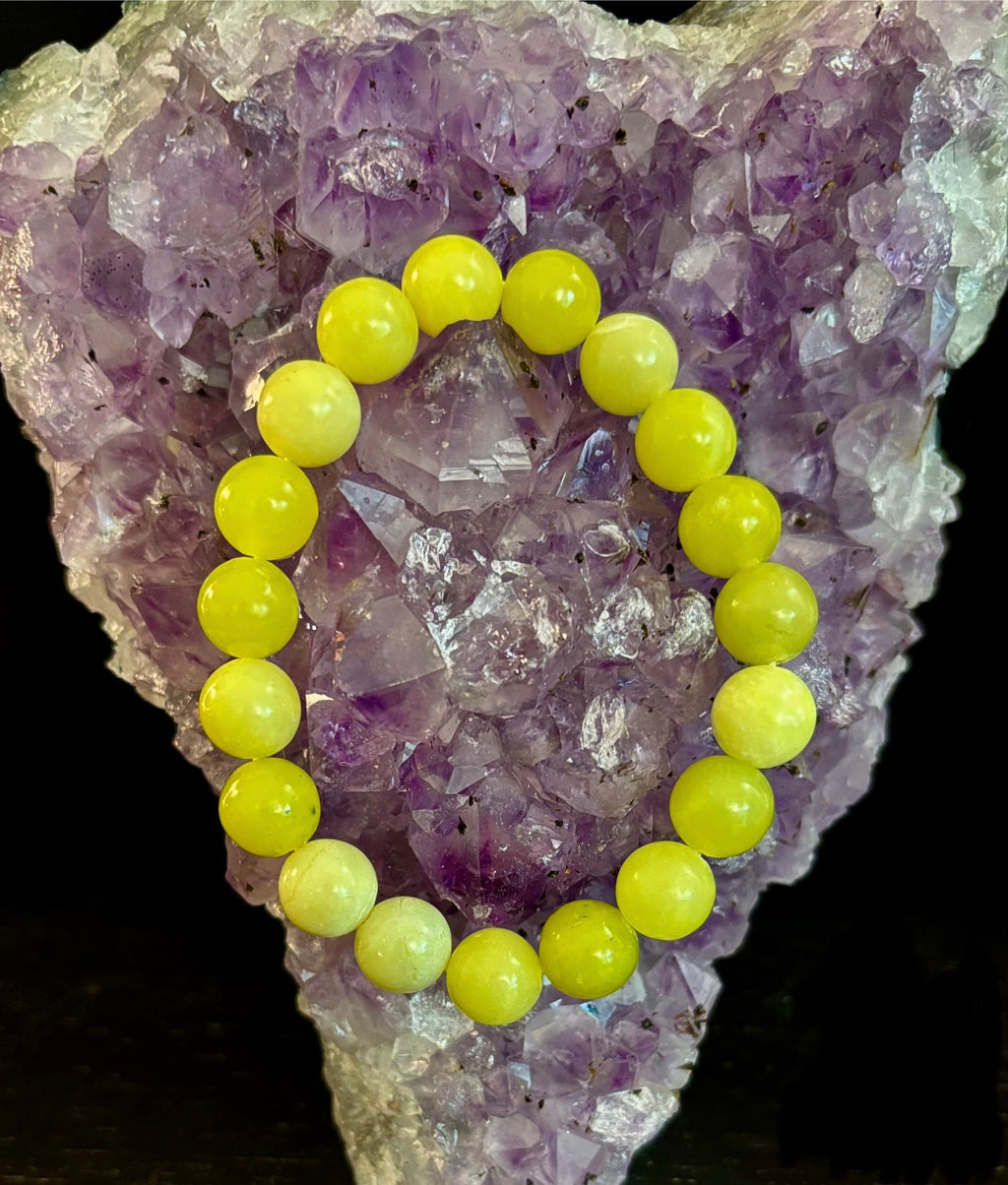 Lemon Jade Beaded Bracelet 8mm & 10mm – Reiki-Infused Joy, Abundance & Positive Energy Jewelry | | Wiccan Center