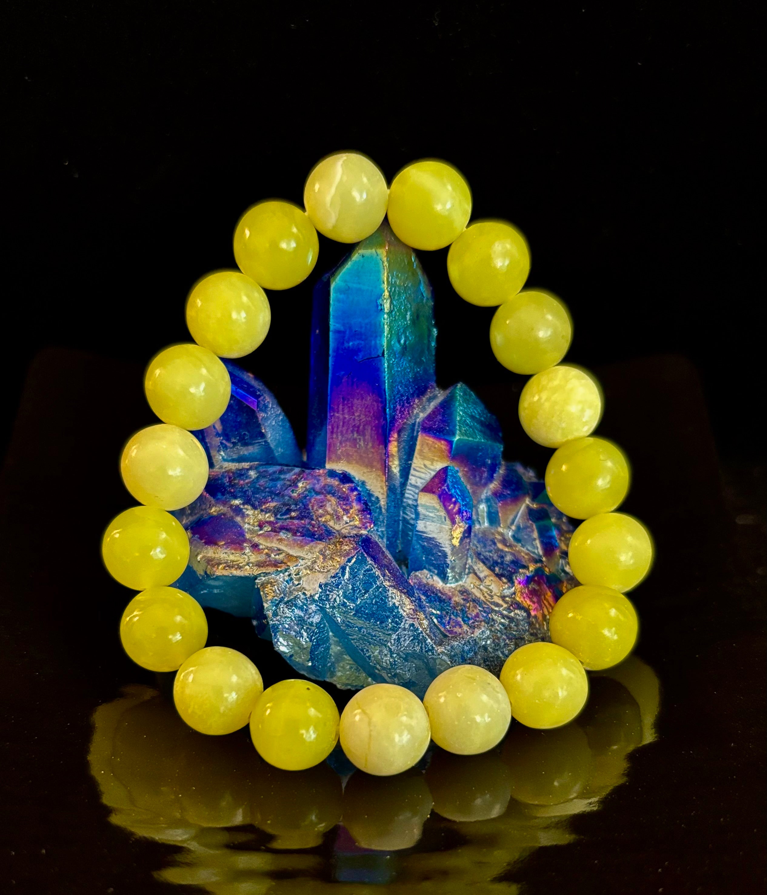 Lemon Jade Beaded Bracelet 8mm & 10mm – Reiki-Infused Joy, Abundance & Positive Energy Jewelry | | Wiccan Center