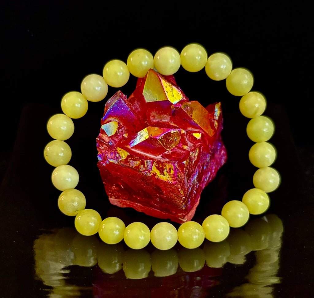Lemon Jade Beaded Bracelet 8mm & 10mm – Reiki-Infused Joy, Abundance & Positive Energy Jewelry | | Wiccan Center