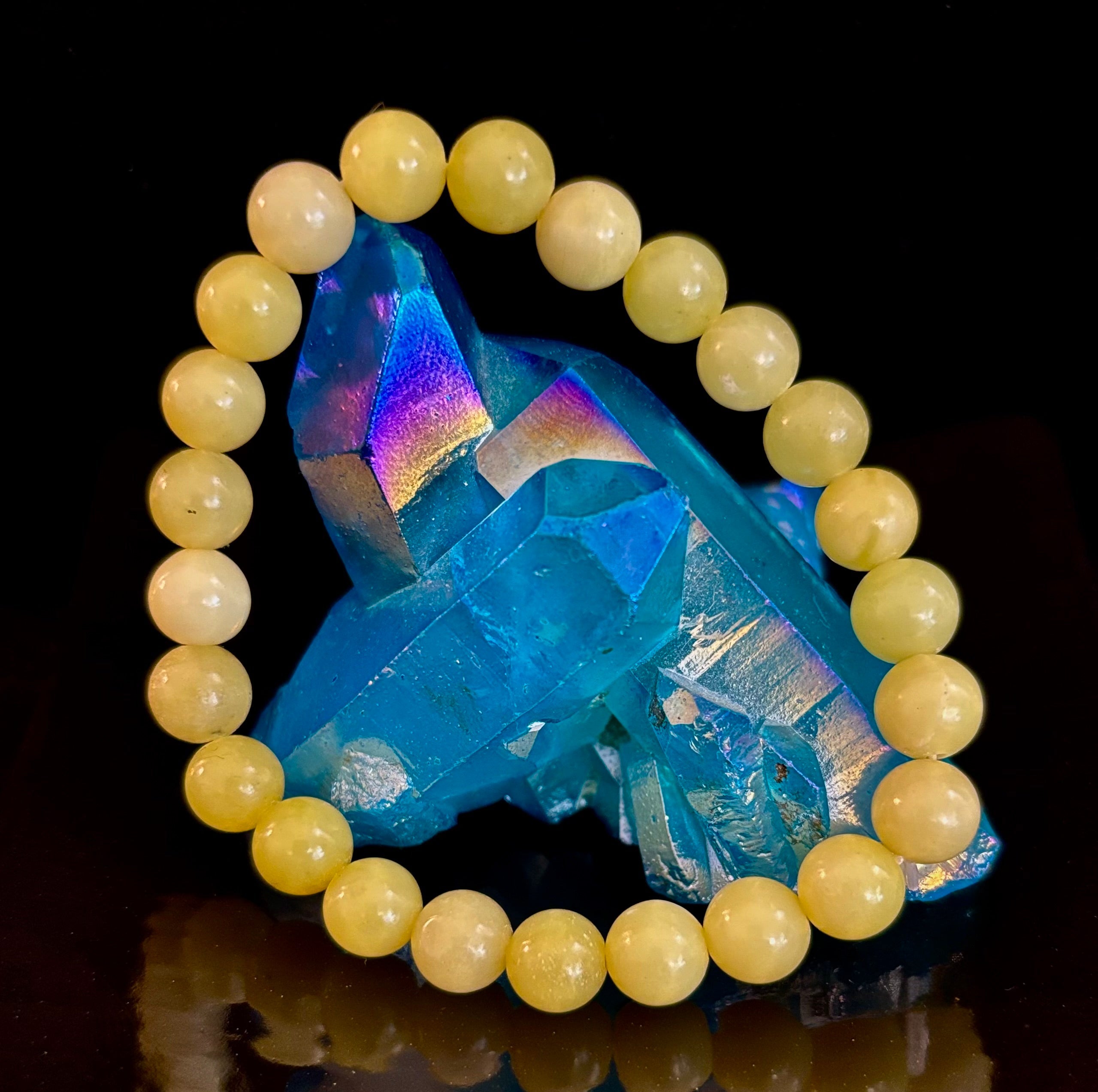 Lemon Jade Beaded Bracelet 8mm & 10mm – Reiki-Infused Joy, Abundance & Positive Energy Jewelry | | Wiccan Center