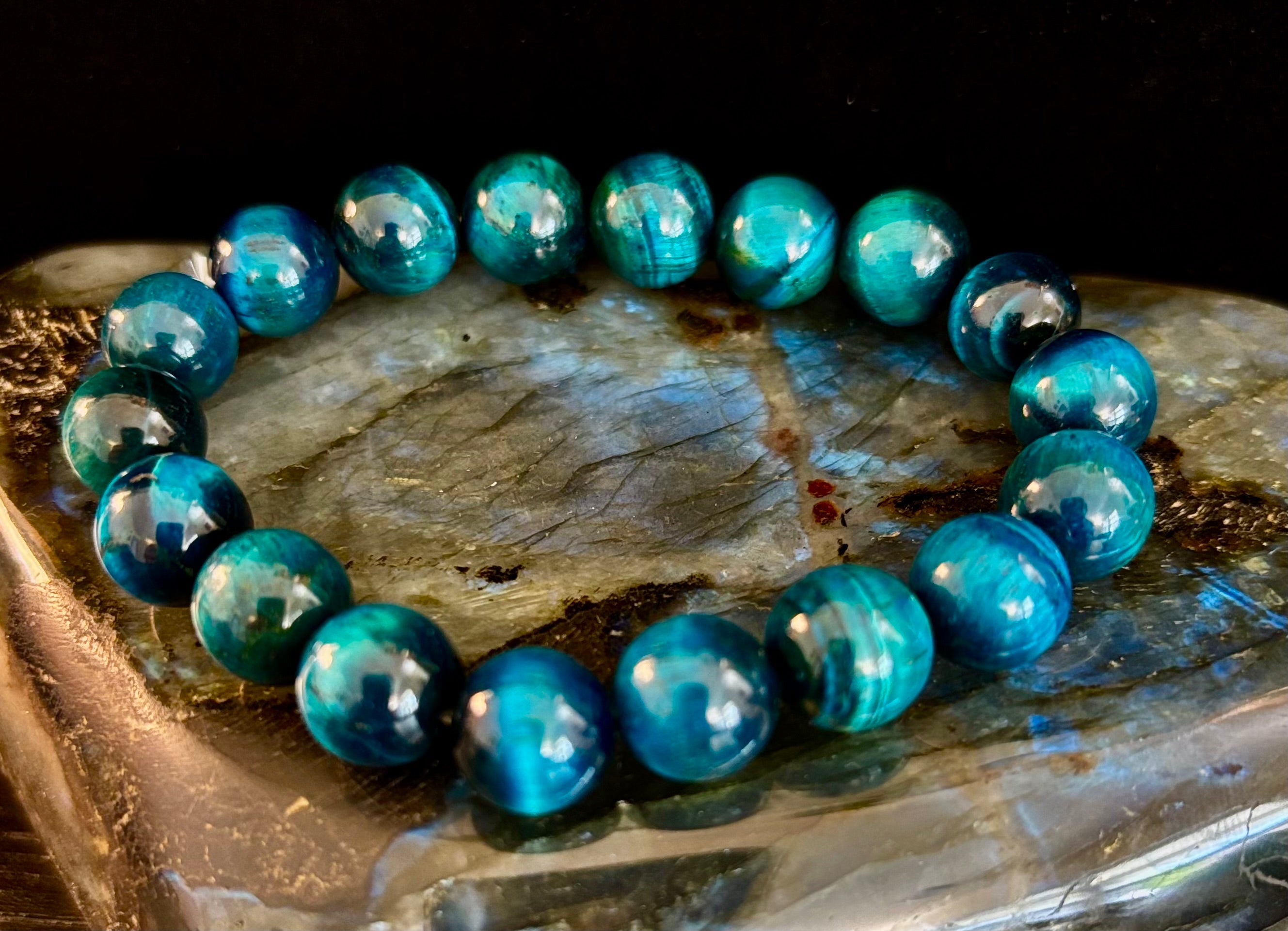 Blue Tiger Eye Reiki-Infused Focus & Confidence Bracelet (Medium–Large Wrist) | | Wiccan Center