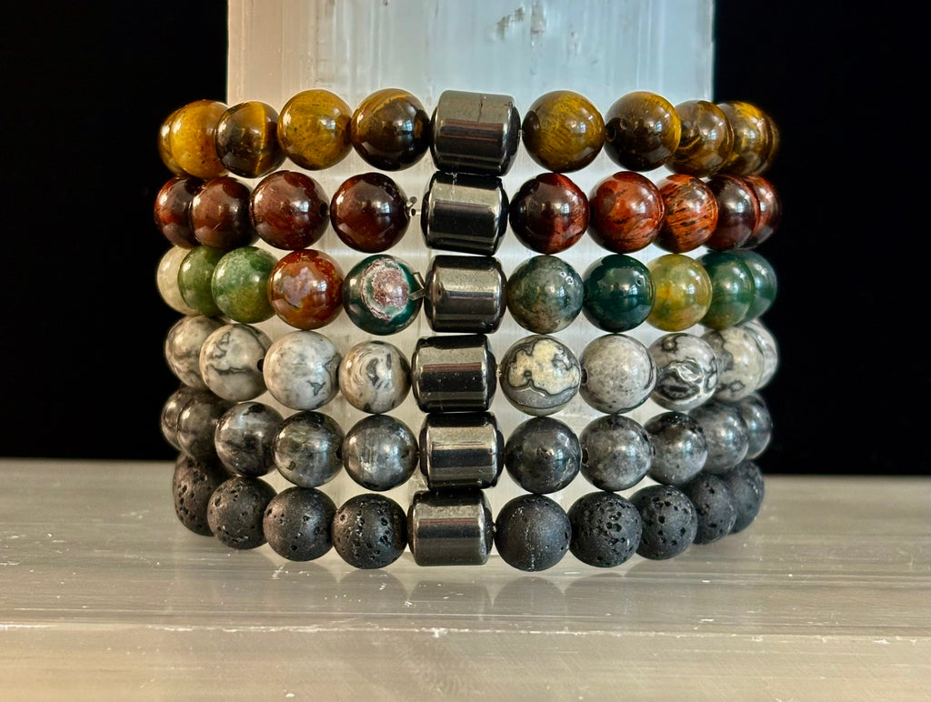 Earth Energy Collection – 6 Choices - Natural Stone & Magnetic Bead Bracelets for Medium to Large Wrists | | Wiccan Center
