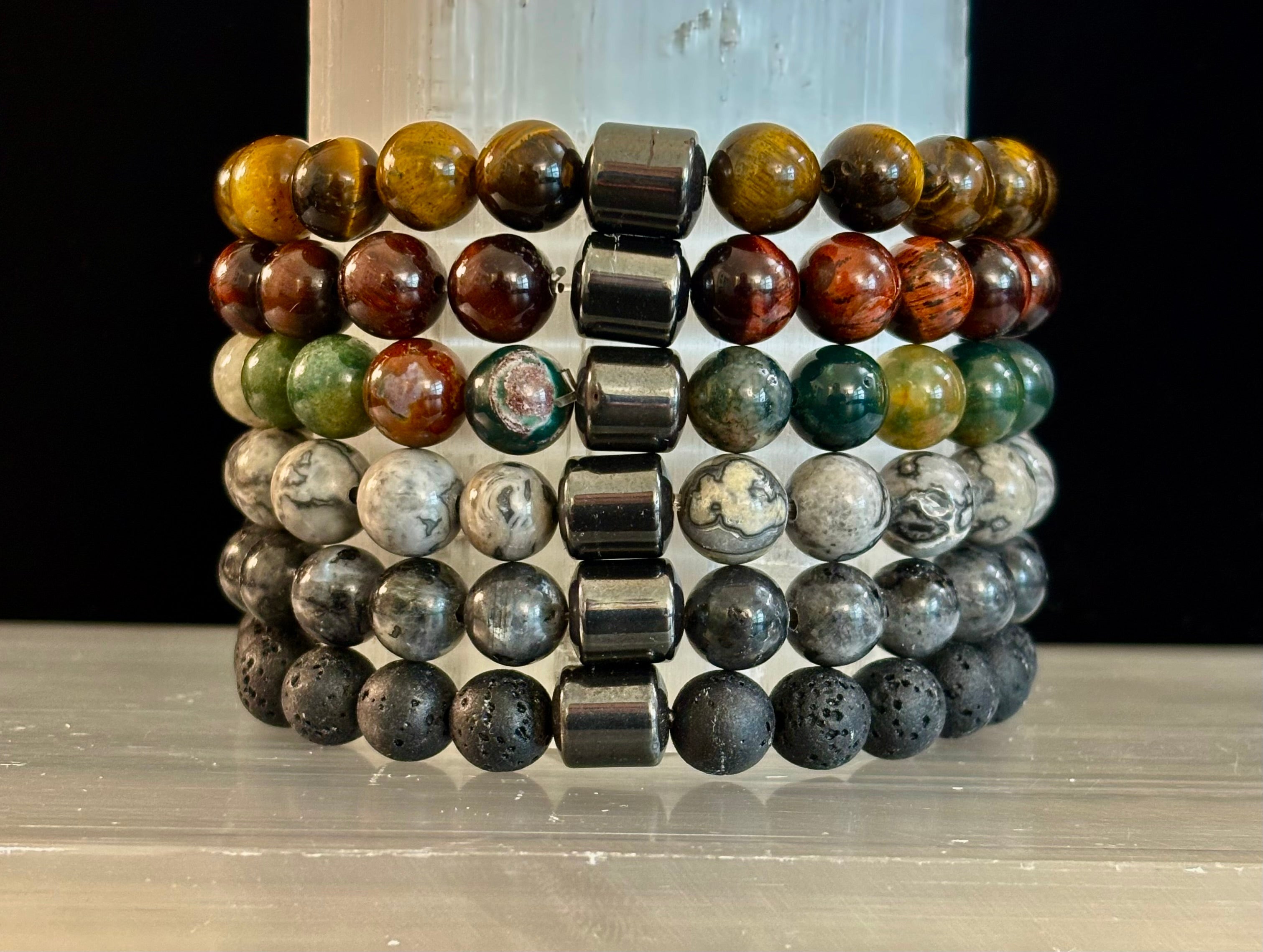Earth Energy Collection – 6 Choices - Natural Stone & Magnetic Bead Bracelets for Medium to Large Wrists | | Wiccan Center