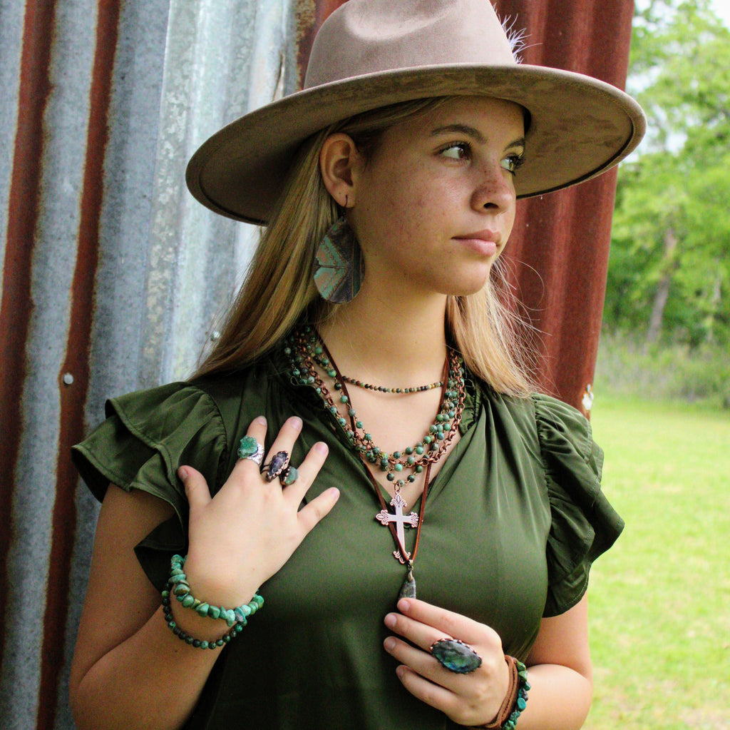 Genuine Labradorite Ring set in Antique Copper 012x | Ring | Wiccan Center