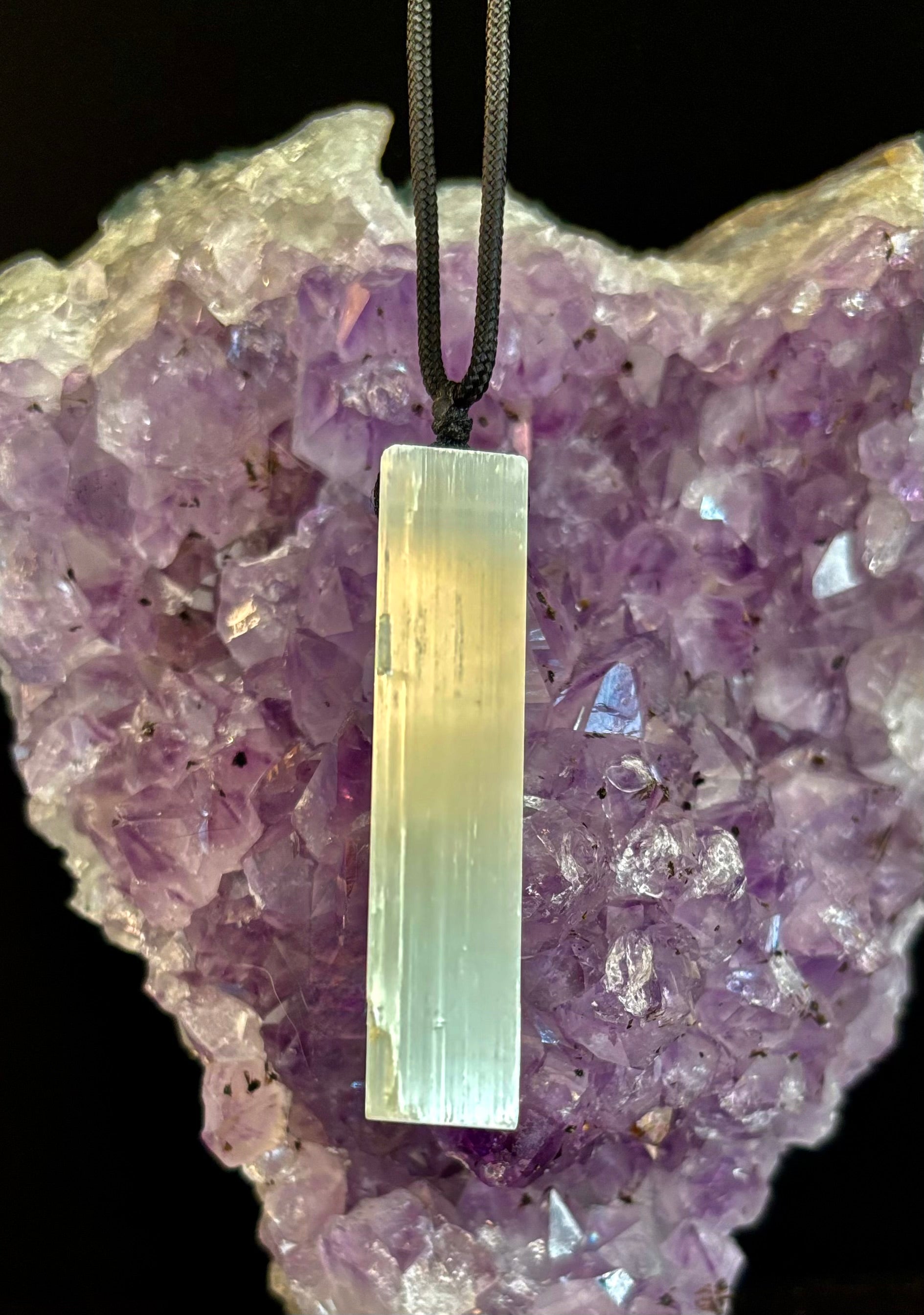 Selenite Pendant Rough Stone Necklace – Cleanse, Balance & Protect | | Wiccan Center