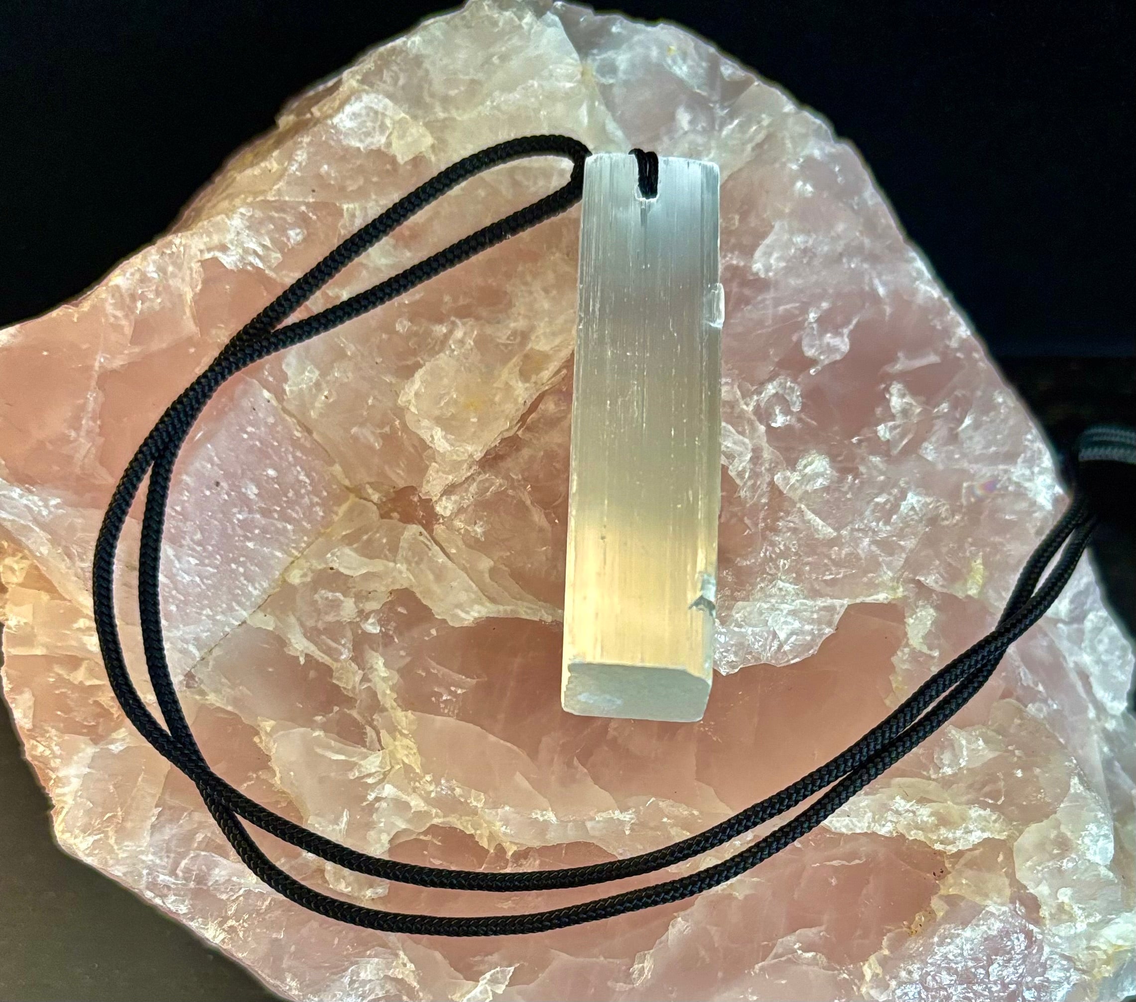 Selenite Pendant Rough Stone Necklace – Cleanse, Balance & Protect | | Wiccan Center
