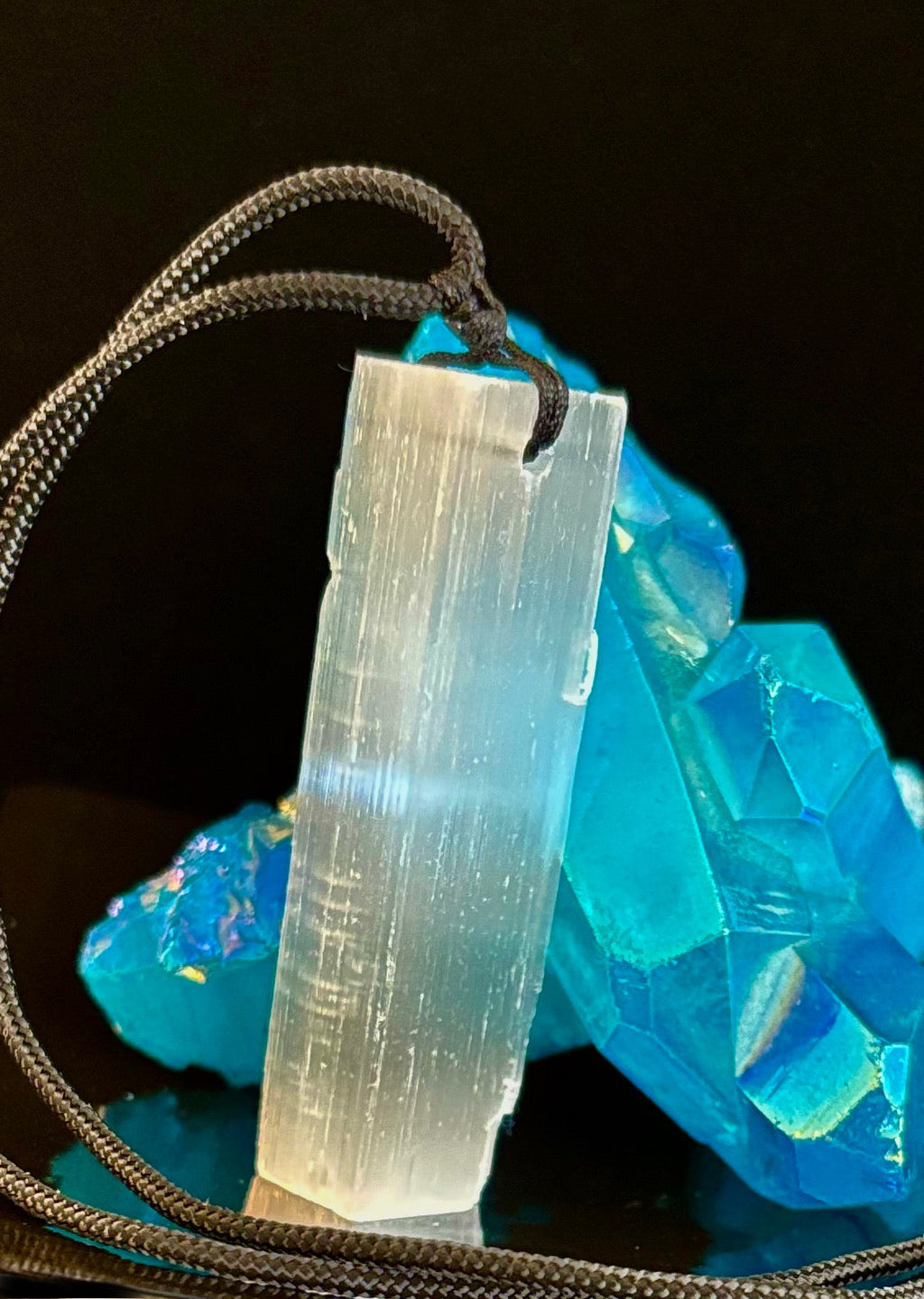 Selenite Pendant Rough Stone Necklace – Cleanse, Balance & Protect | | Wiccan Center