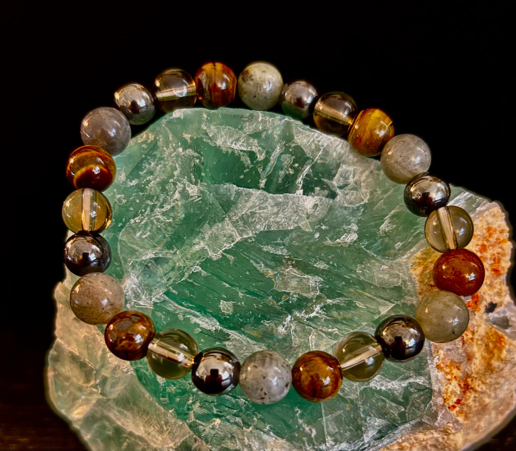 Tiger's Eye, Labradorite, Hematite, Smoky Quartz Protection Bracelet – Strength, Clarity & Grounding | | Wiccan Center
