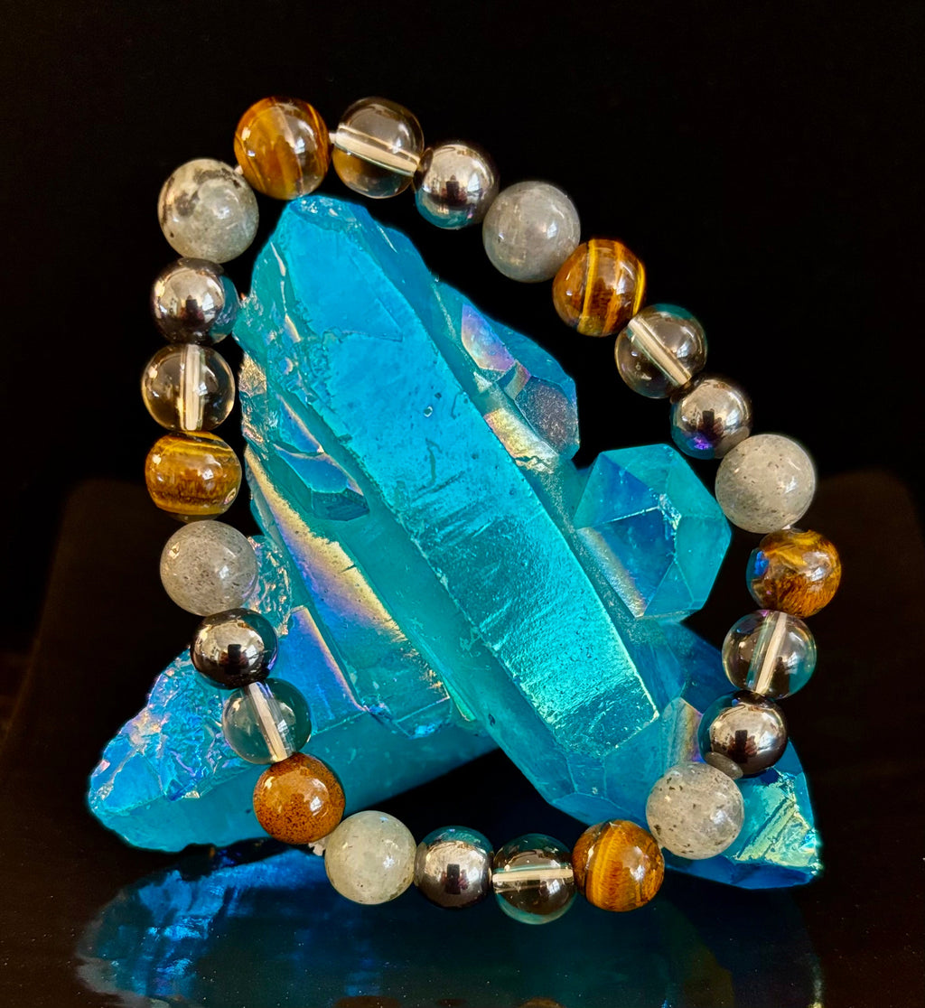 Tiger's Eye, Labradorite, Hematite, Smoky Quartz Protection Bracelet – Strength, Clarity & Grounding | | Wiccan Center