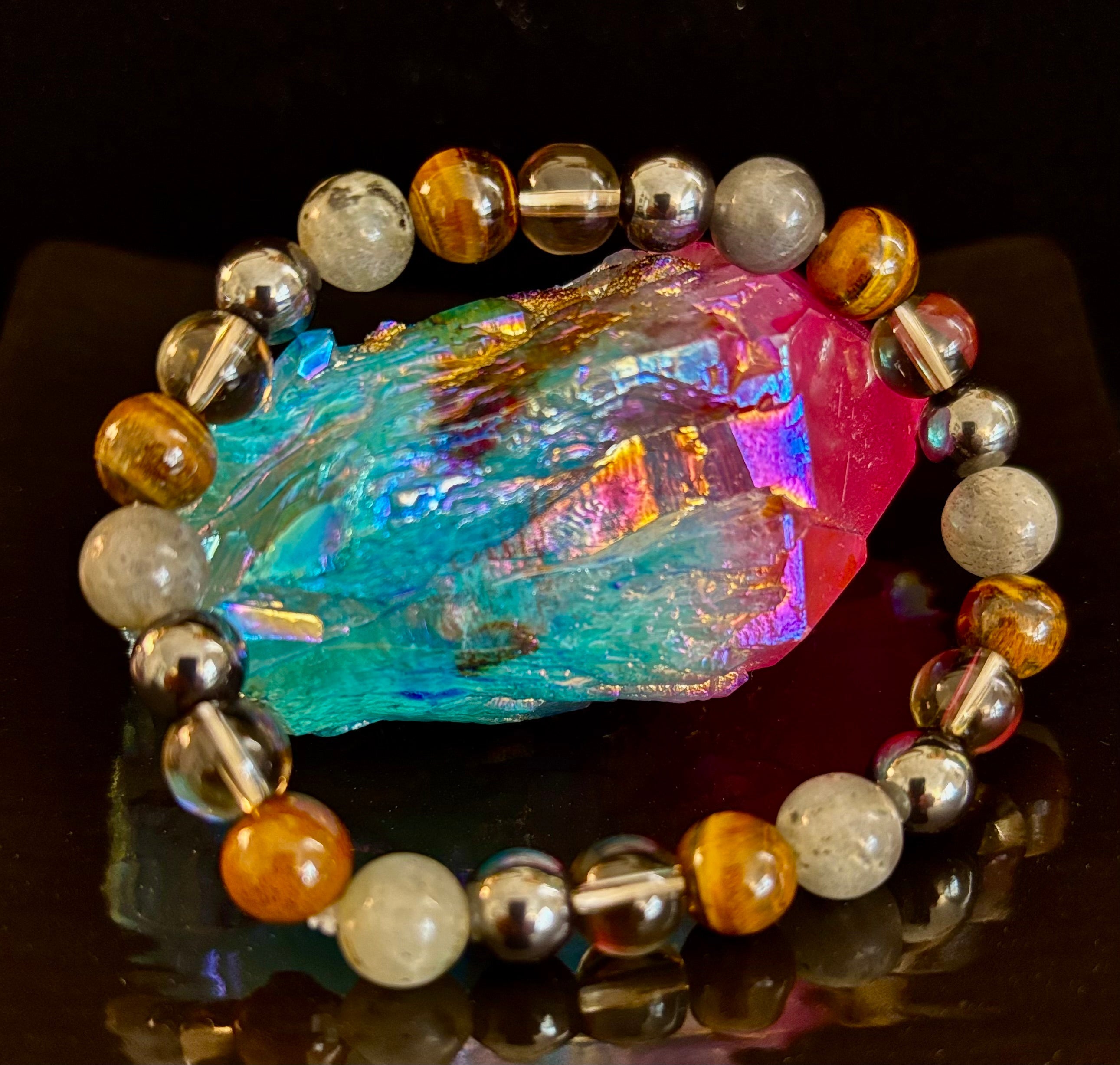 Tiger's Eye, Labradorite, Hematite, Smoky Quartz Protection Bracelet – Strength, Clarity & Grounding | | Wiccan Center