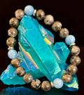 Black Labradorite & Aquamarine Beaded Bracelet – Protection, Calm & Clarity | | Wiccan Center