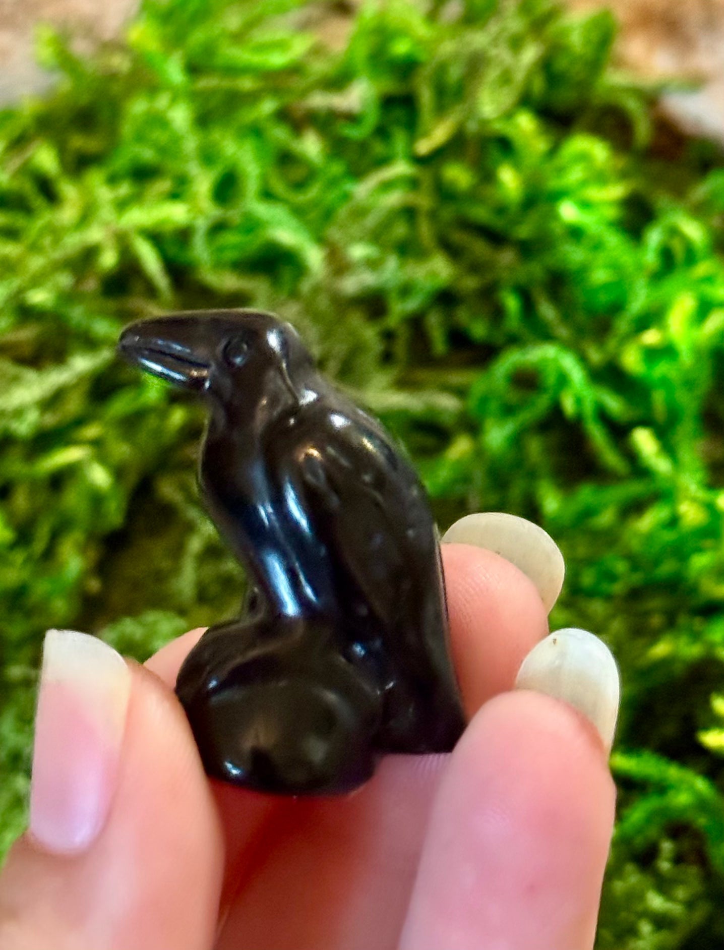 Black Obsidian Raven / Crow Figurine, Crystal Raven, Stone Crow | | Wiccan Center