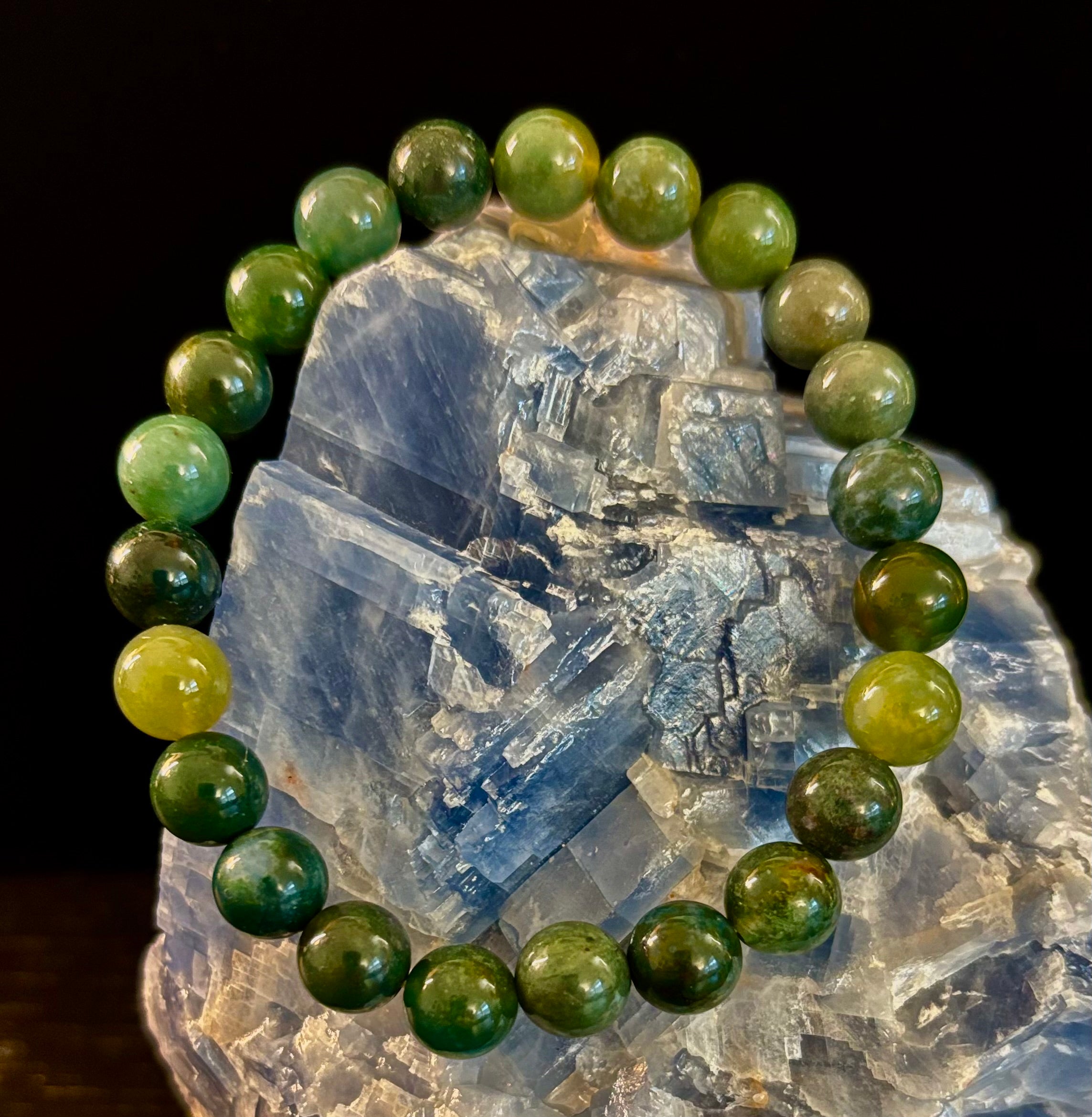 Natural Moss Agate Bracelet 8mm & 10mm – Reiki-Infused Growth, Abundance & Grounding Jewelry (Multiple Wrist Sizes) | | Wiccan Center
