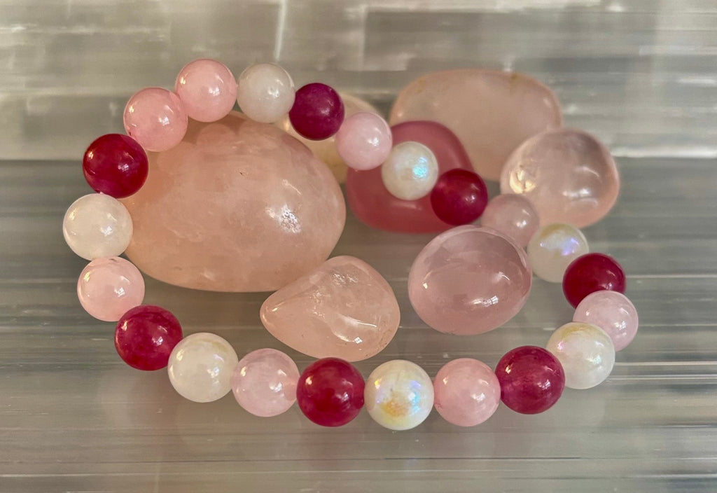 Attracting Love Bracelet – Moonstone, Rose Quartz & Strawberry Quartz | | Wiccan Center
