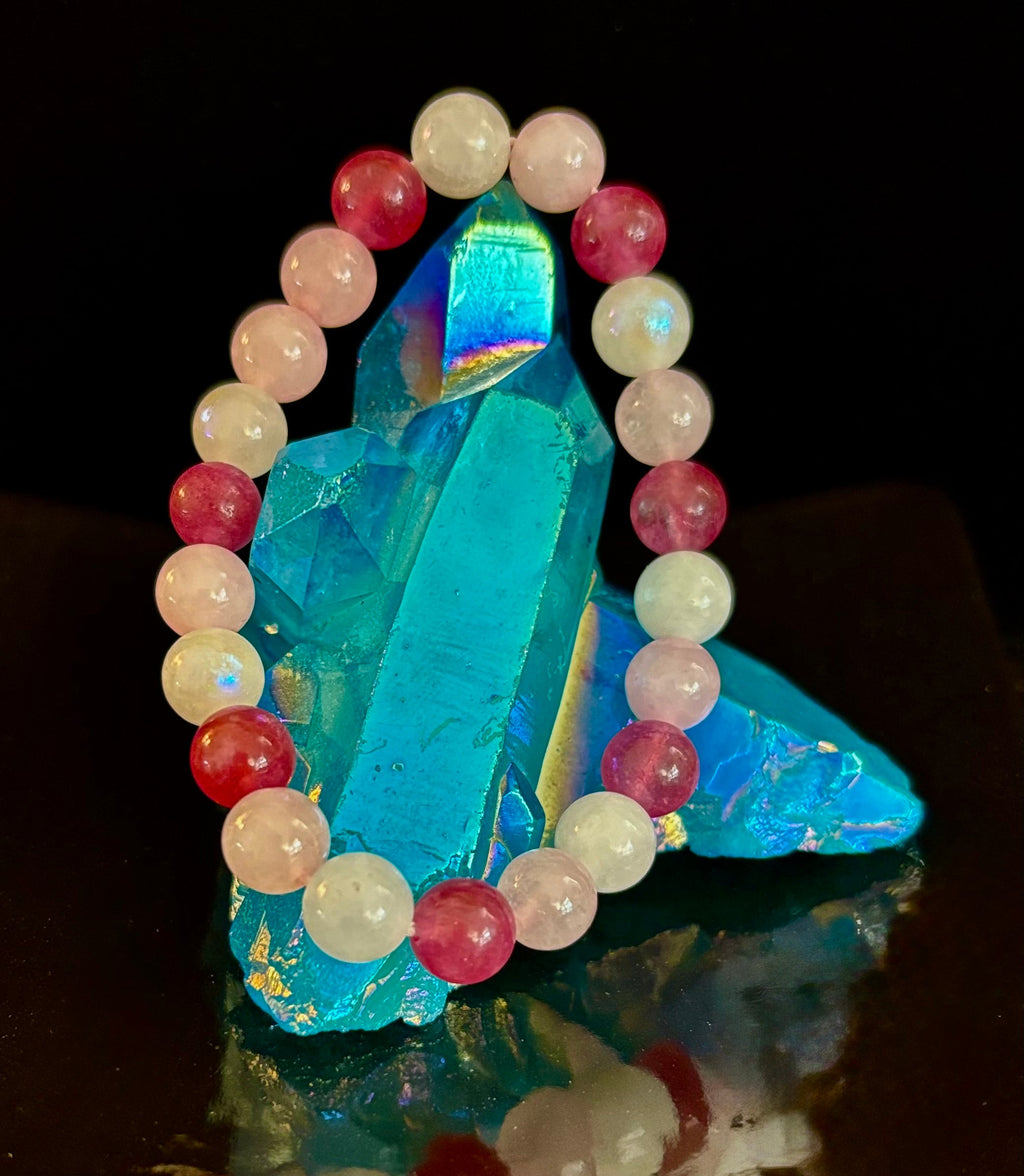 Attracting Love Bracelet – Moonstone, Rose Quartz & Strawberry Quartz | | Wiccan Center