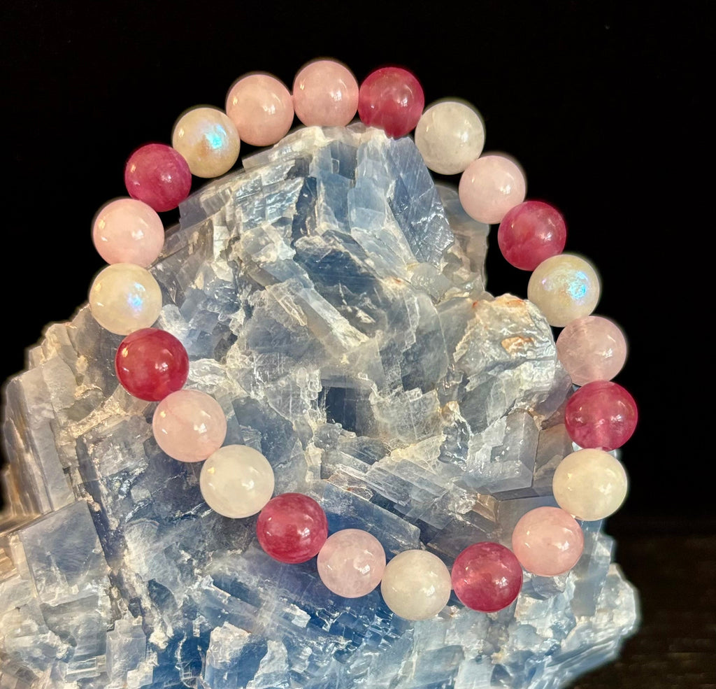 Attracting Love Bracelet – Moonstone, Rose Quartz & Strawberry Quartz | | Wiccan Center