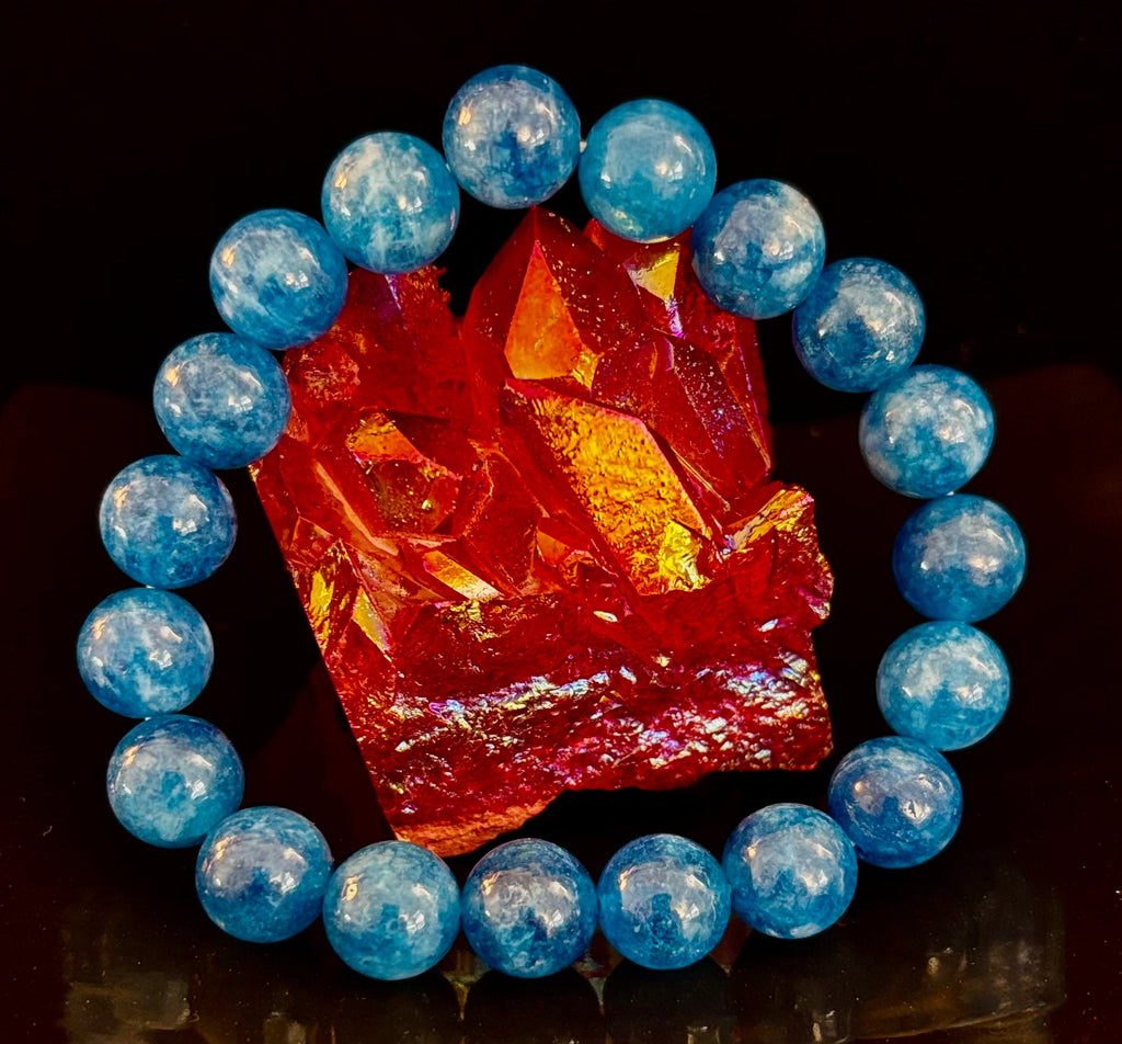 Blue Apatite Energy Bracelet | 8mm or 10mm Natural Stone Beads for Clarity, Focus & Motivation | | Wiccan Center