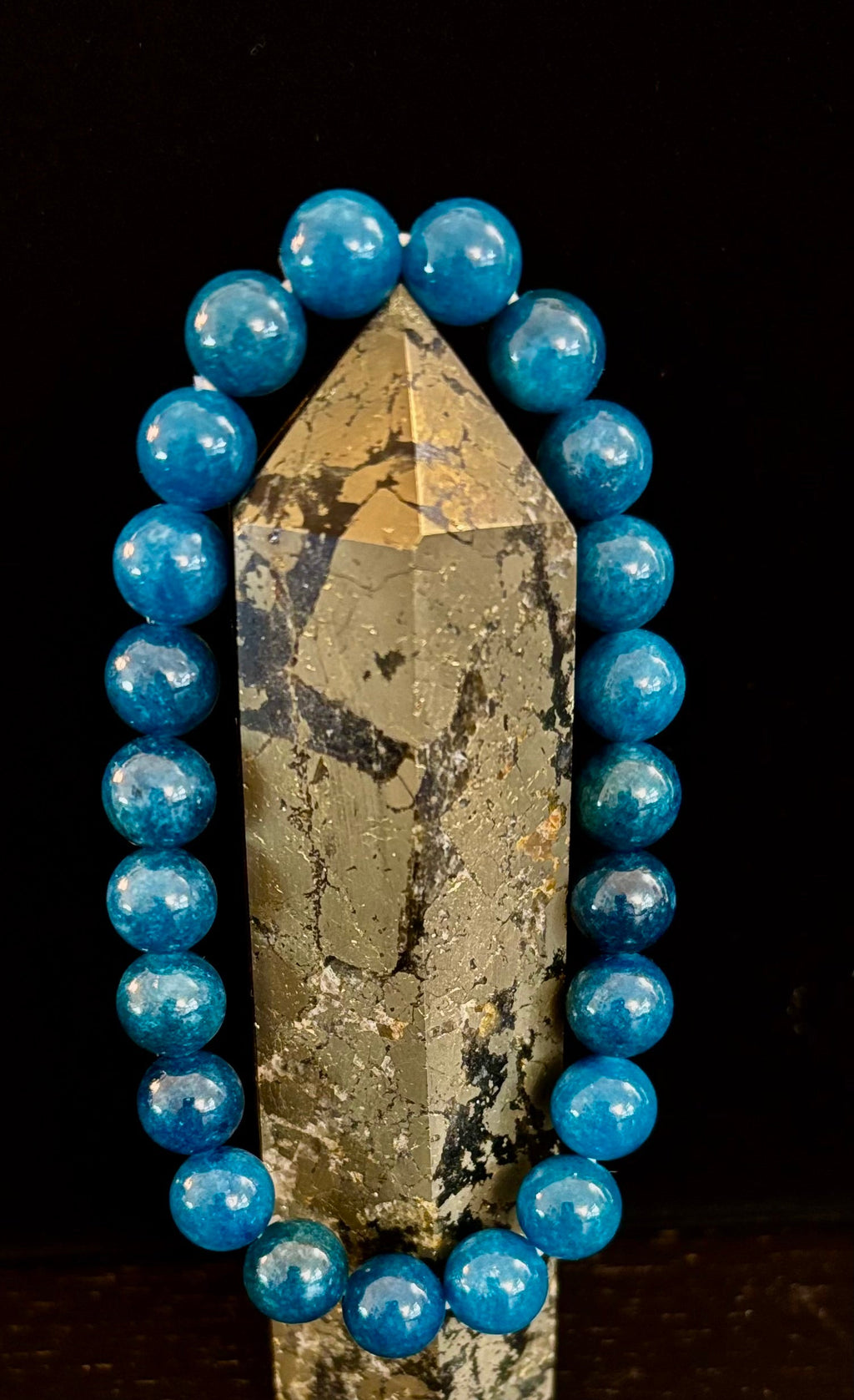 Blue Apatite Energy Bracelet | 8mm or 10mm Natural Stone Beads for Clarity, Focus & Motivation | | Wiccan Center