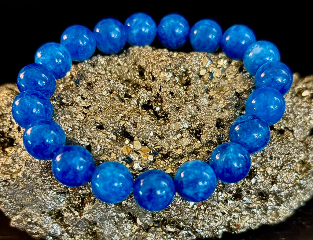 Blue Apatite Energy Bracelet | 8mm or 10mm Natural Stone Beads for Clarity, Focus & Motivation | | Wiccan Center