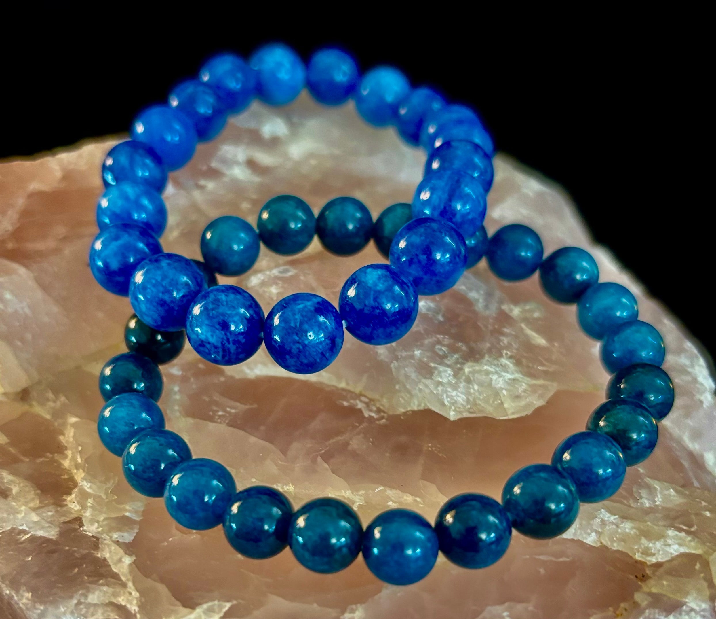 Blue Apatite Energy Bracelet | 8mm or 10mm Natural Stone Beads for Clarity, Focus & Motivation | | Wiccan Center