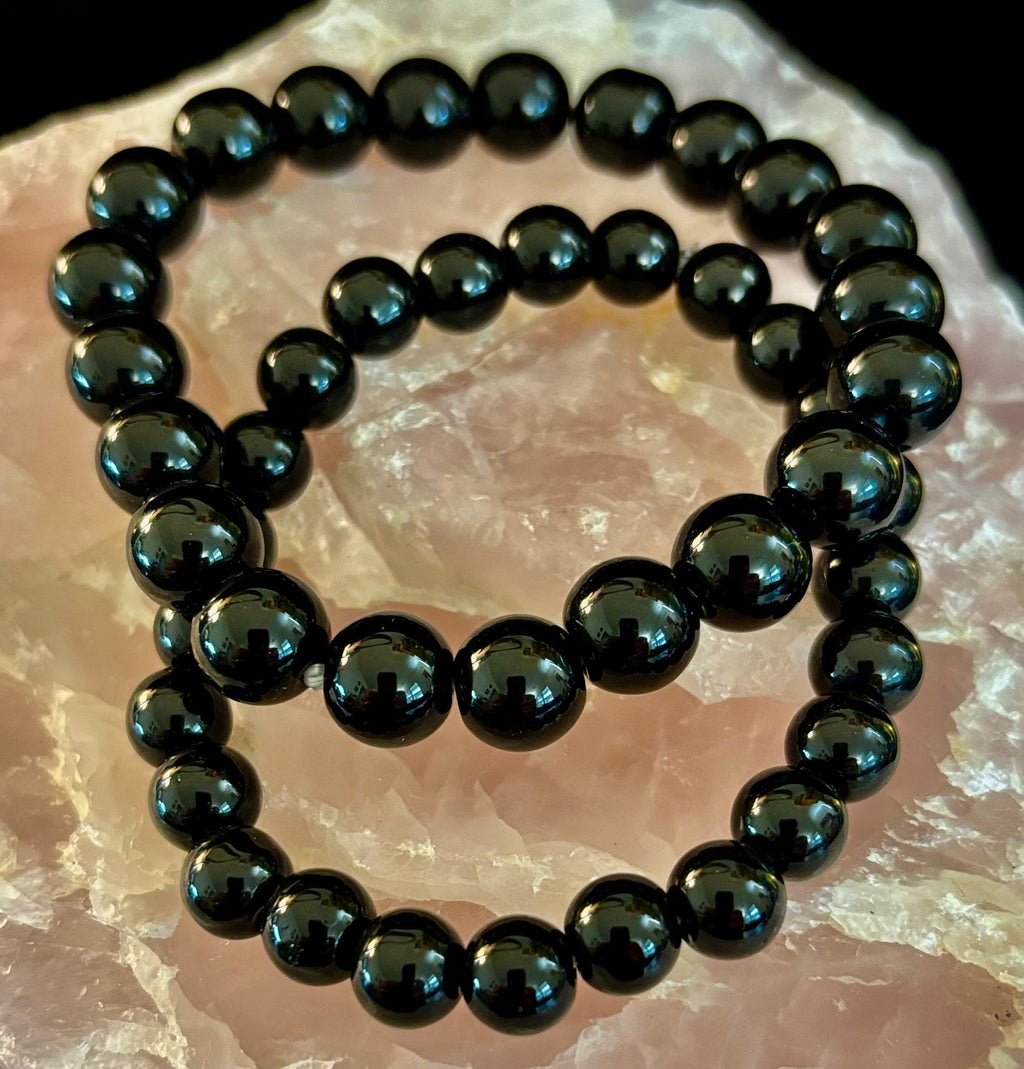 Reiki Infused Natural Shungite Bead Bracelet – 8mm Beads (Small and Medium Wrists) | | Wiccan Center