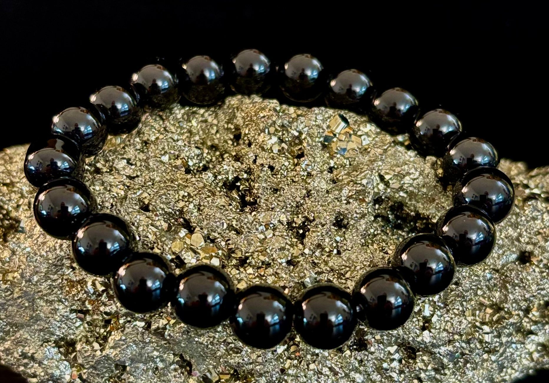 Black Onyx 8mm Reiki-Infused Protection & Grounding Bracelet (7.5” Medium Wrists) | | Wiccan Center