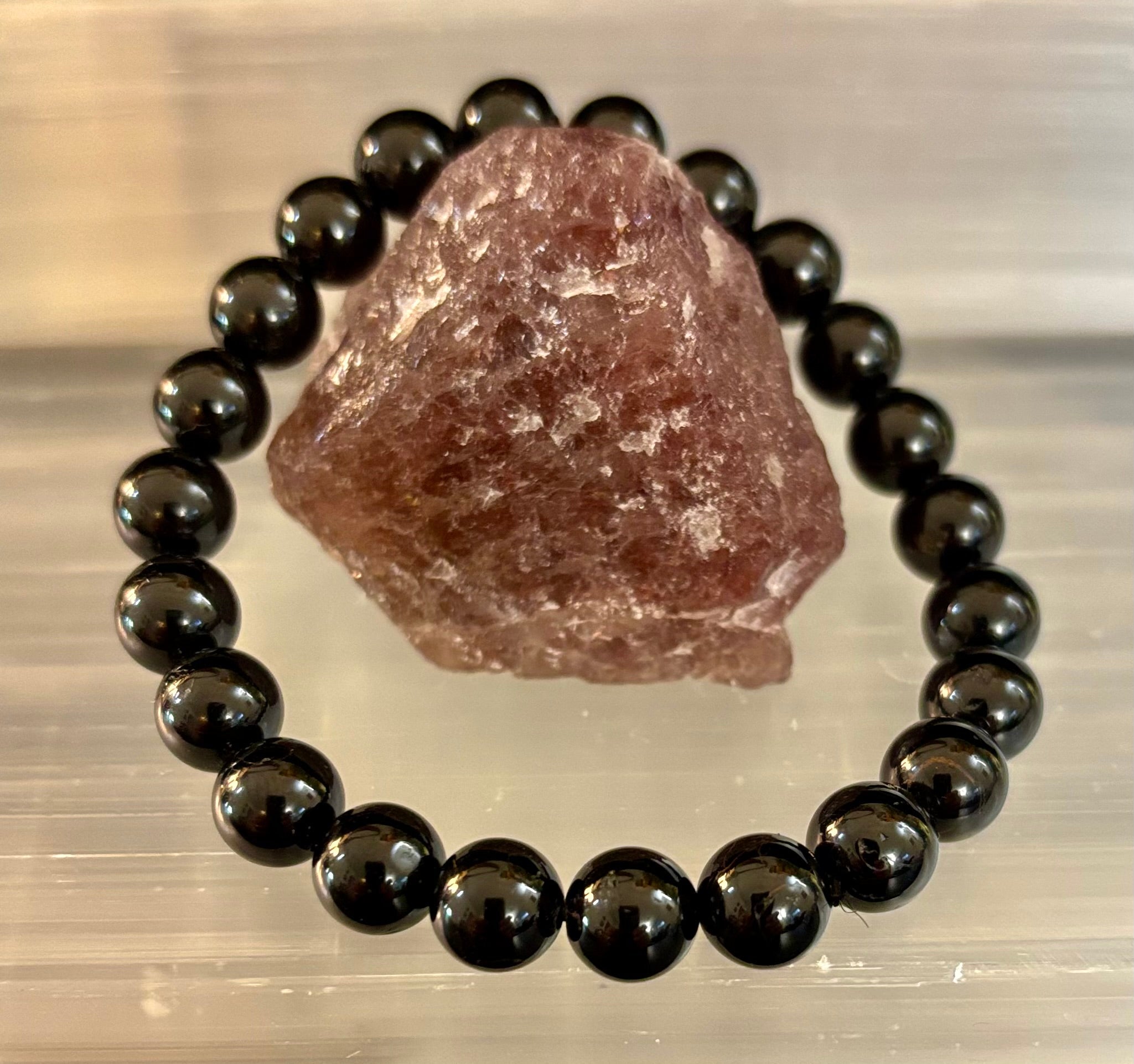 Black Tourmaline Bracelet – Protection, Grounding & Energy Shield (Medium to Large Wrists) | | Wiccan Center