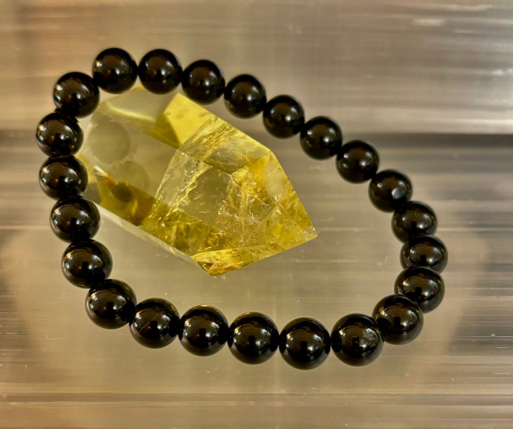 Black Tourmaline Bracelet – Protection, Grounding & Energy Shield (Medium to Large Wrists) | | Wiccan Center