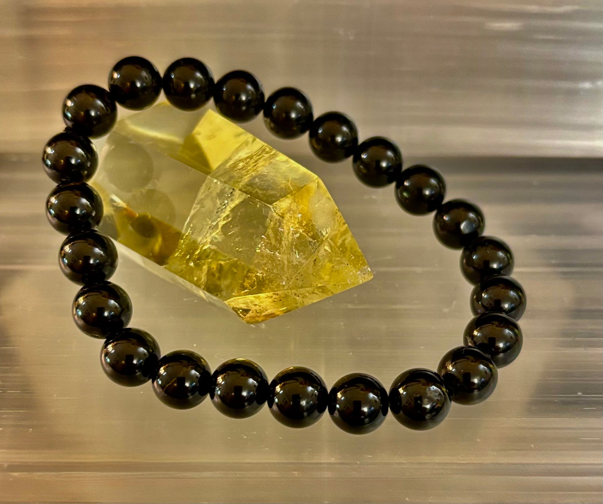 Black Tourmaline Bracelet – Protection, Grounding & Energy Shield (Medium to Large Wrists) | | Wiccan Center