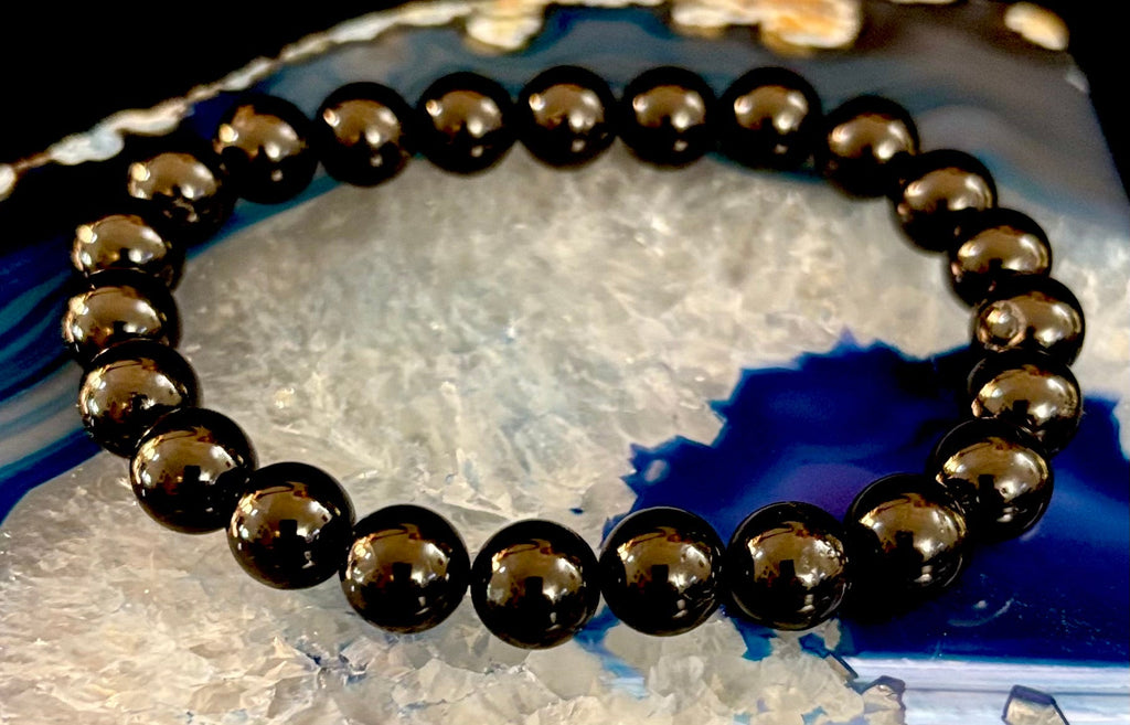 Black Tourmaline Bracelet – Protection, Grounding & Energy Shield (Medium to Large Wrists) | | Wiccan Center