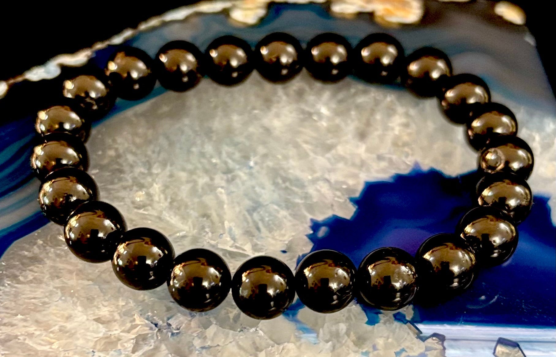 Black Tourmaline Bracelet – Protection, Grounding & Energy Shield (Medium to Large Wrists) | | Wiccan Center