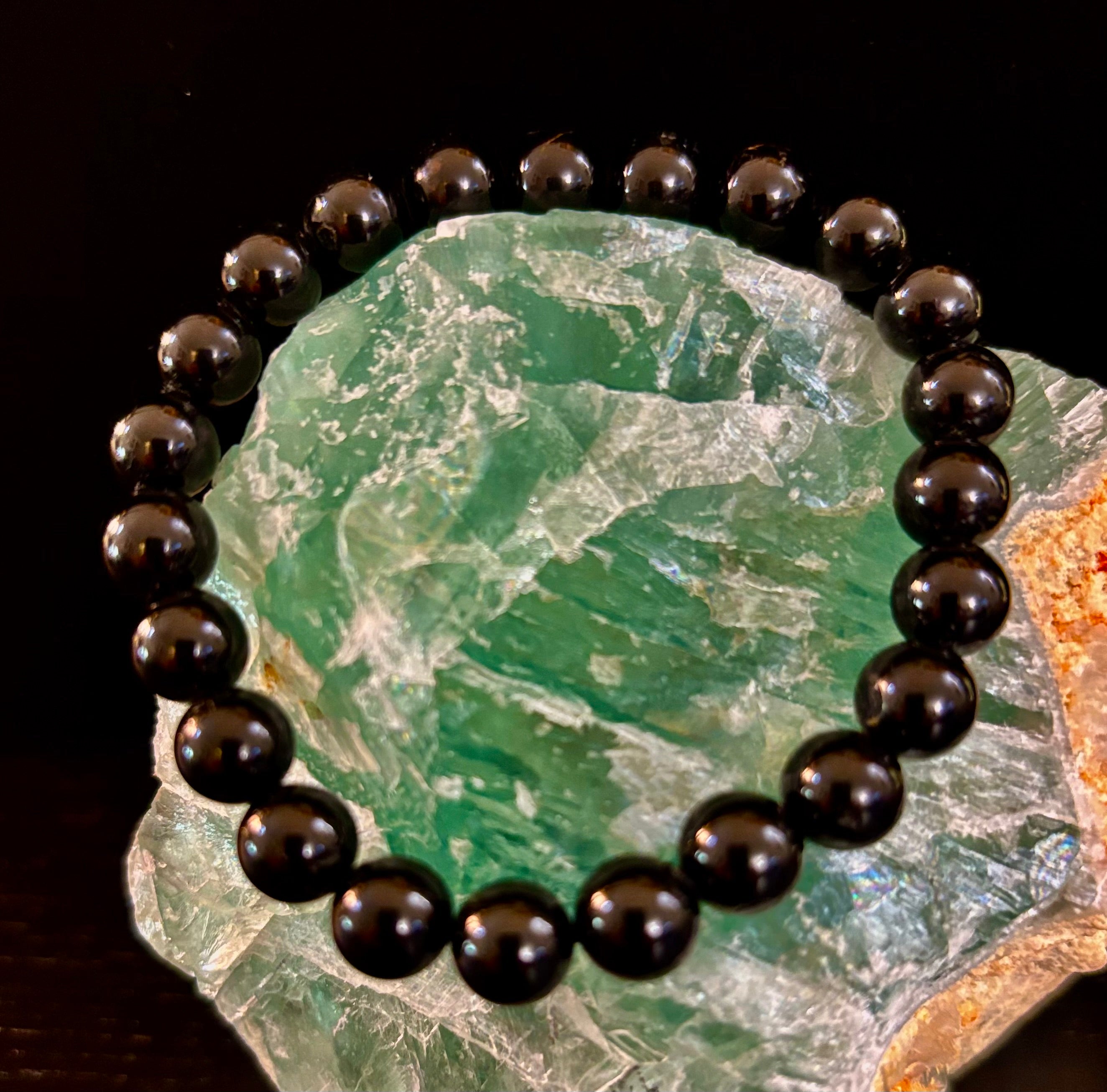 Black Tourmaline Bracelet – Protection, Grounding & Energy Shield (Medium to Large Wrists) | | Wiccan Center