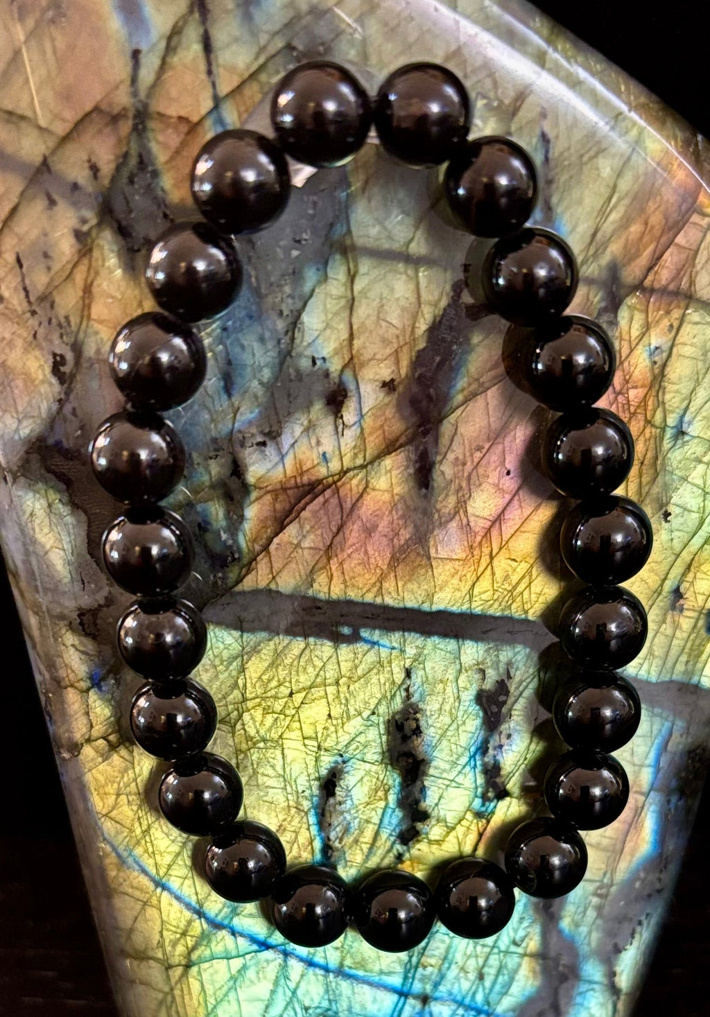 Black Tourmaline Bracelet – Protection, Grounding & Energy Shield (Medium to Large Wrists) | | Wiccan Center
