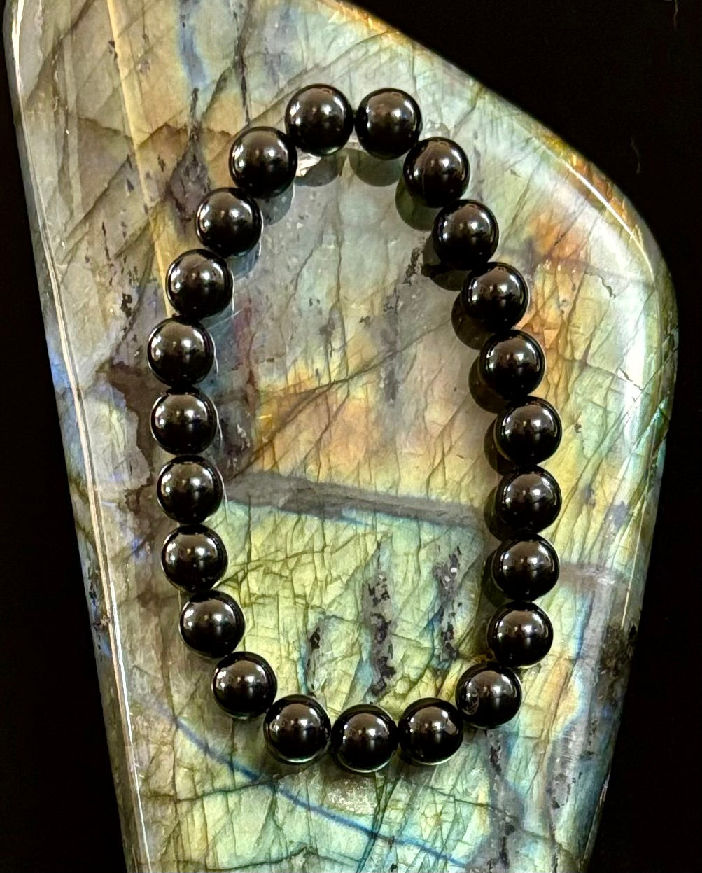 Black Tourmaline Bracelet – Protection, Grounding & Energy Shield (Medium to Large Wrists) | | Wiccan Center