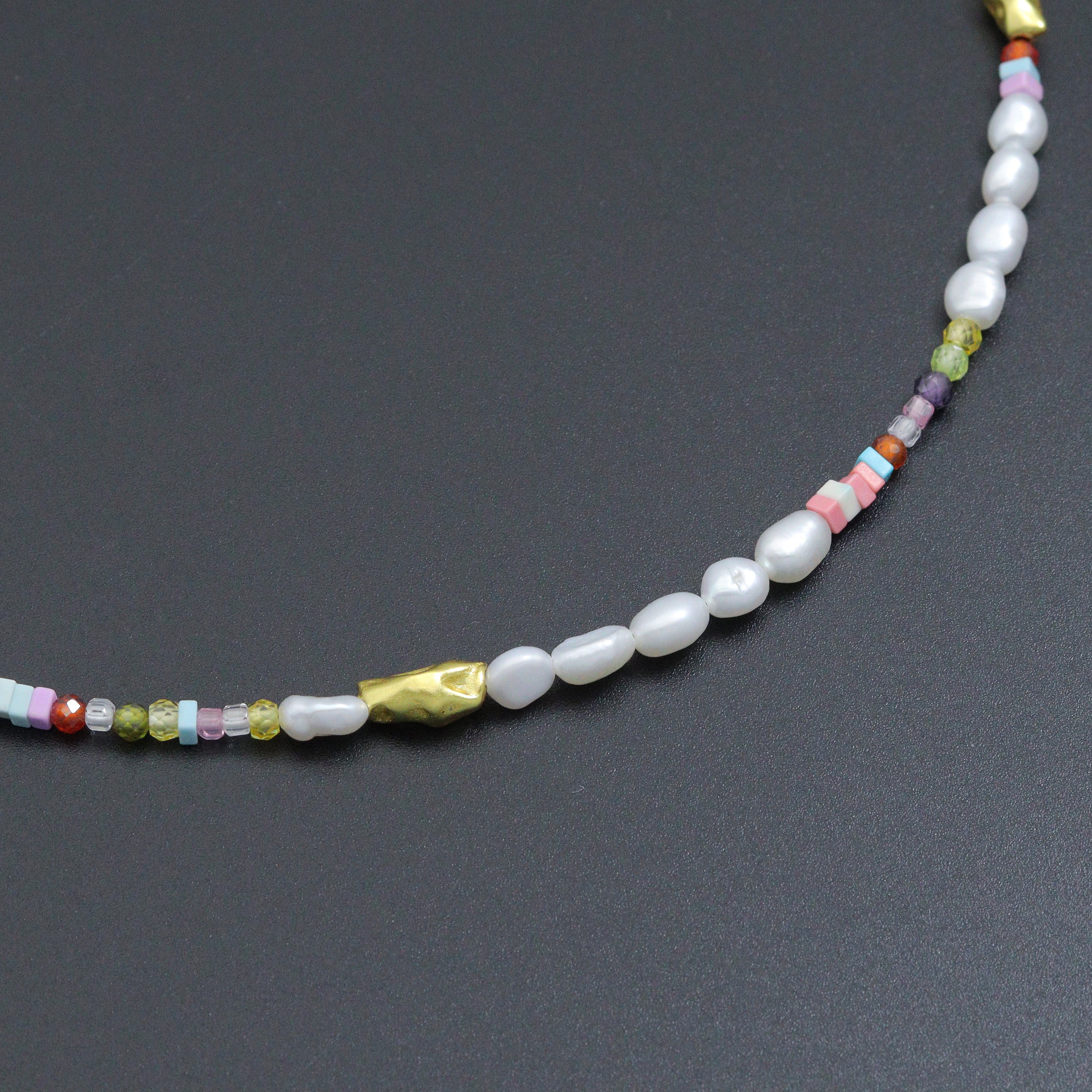 Freshwater Pearl Gold Spacer Beads Adjustable Necklace,Sku#Y1055 | necklace | Wiccan Center