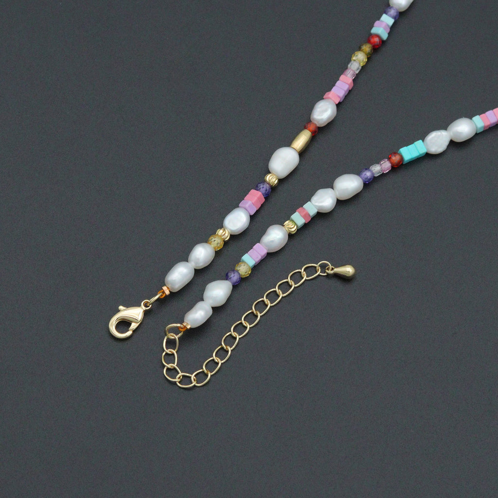 Freshwater Pearl Gold Spacer Beads Adjustable Necklace,Sku#Y1055 | necklace | Wiccan Center