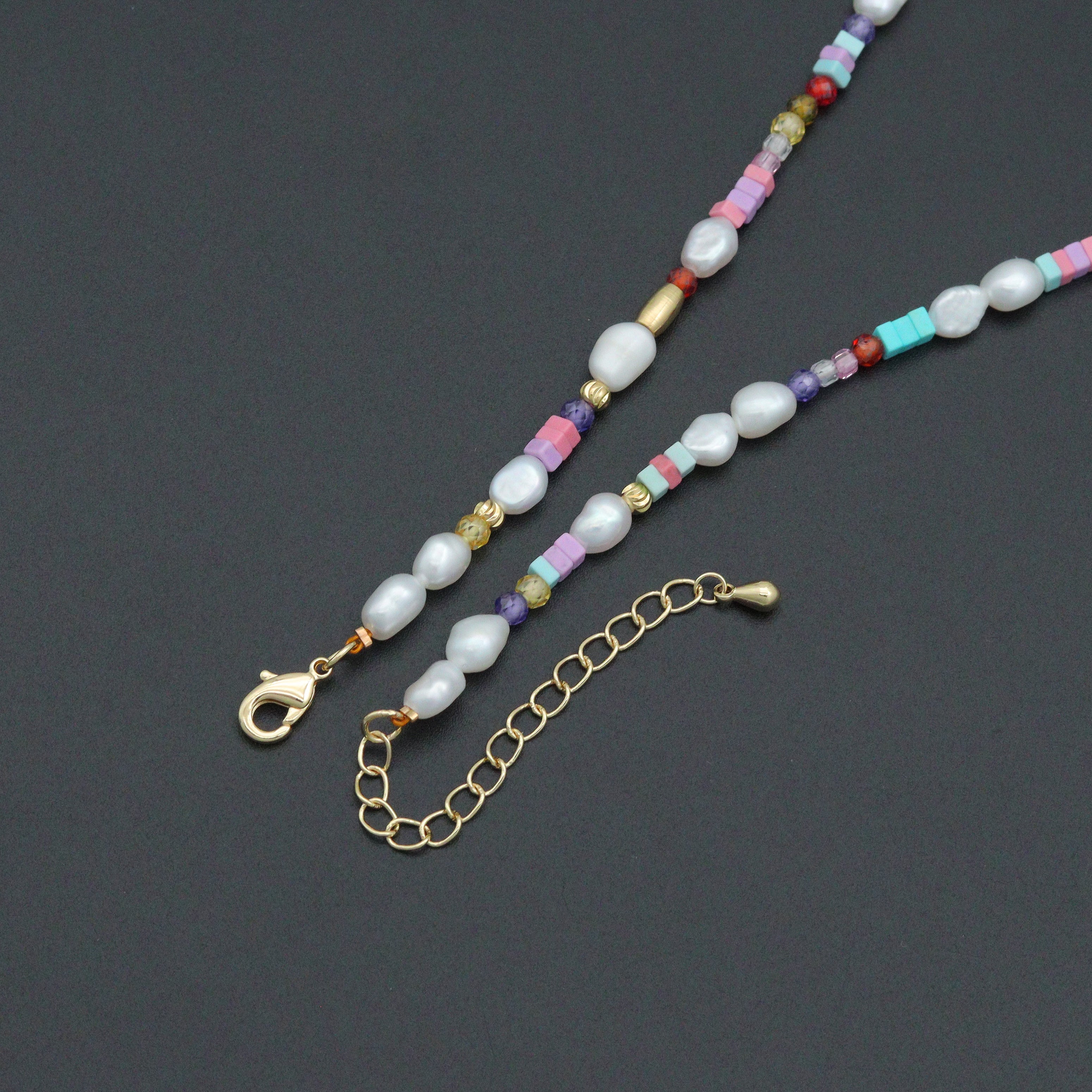 Freshwater Pearl Gold Spacer Beads Adjustable Necklace,Sku#Y1055 | necklace | Wiccan Center