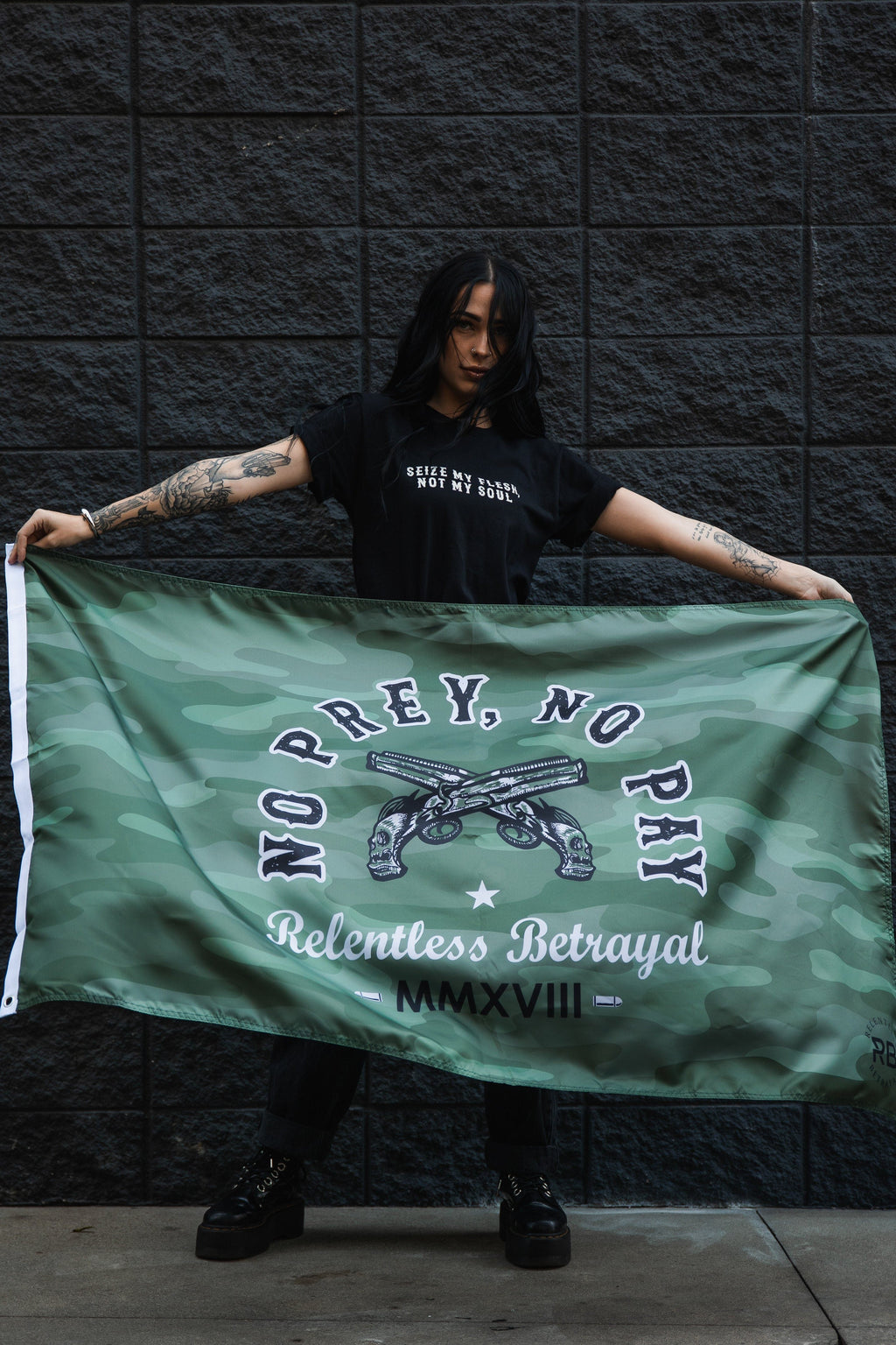 No Prey, No Pay Camo Flag | | Wiccan Center