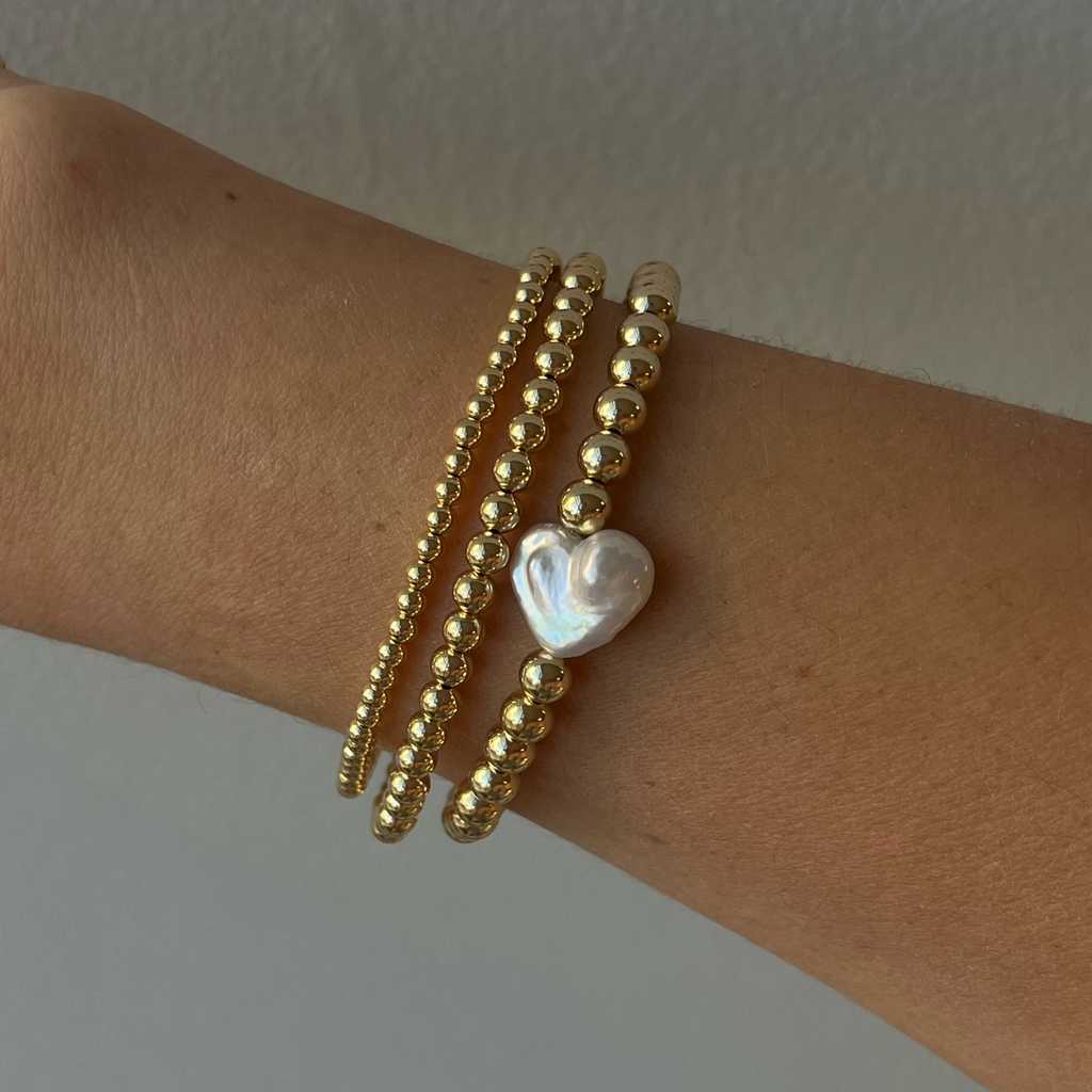 pearl heart juno bracelet triple stack (3+4+5mm) | | Wiccan Center