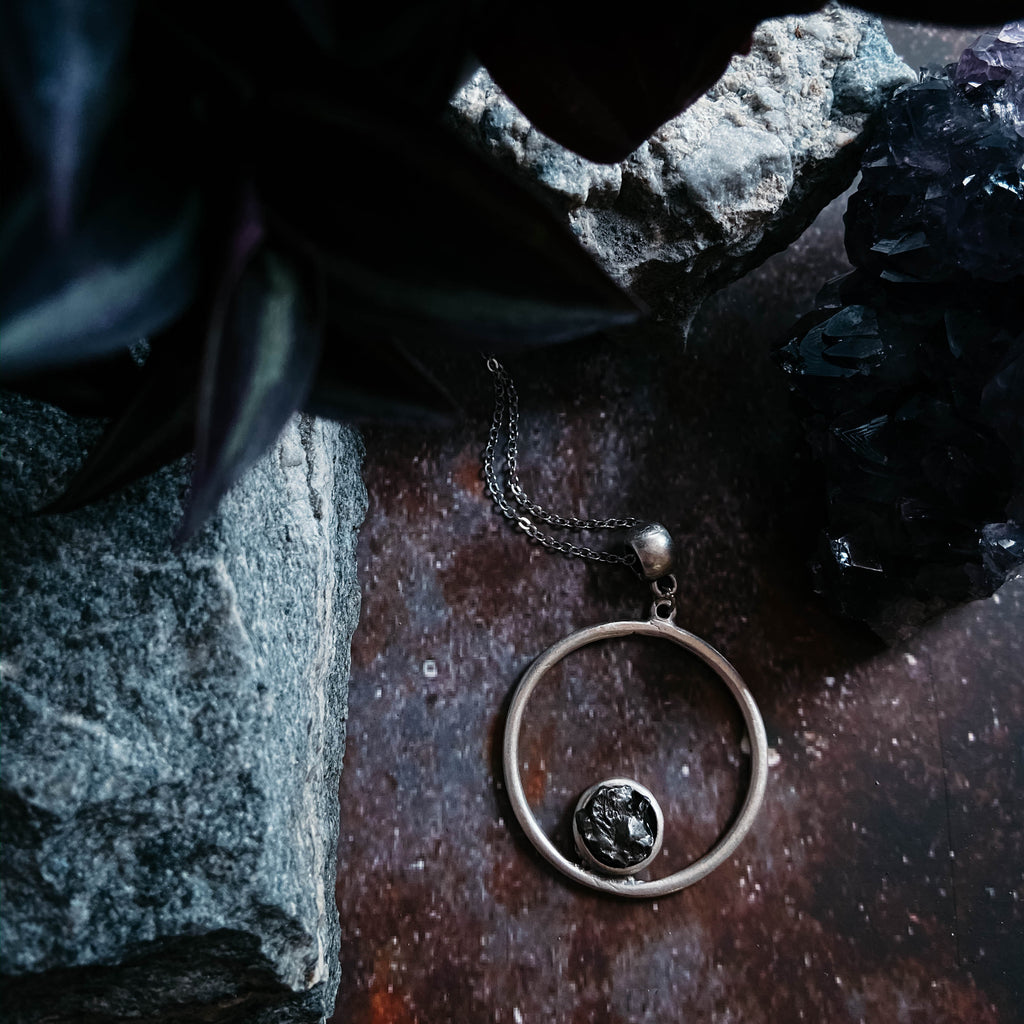 Circle Necklace with Authentic Raw Meteorite | Necklace | Wiccan Center