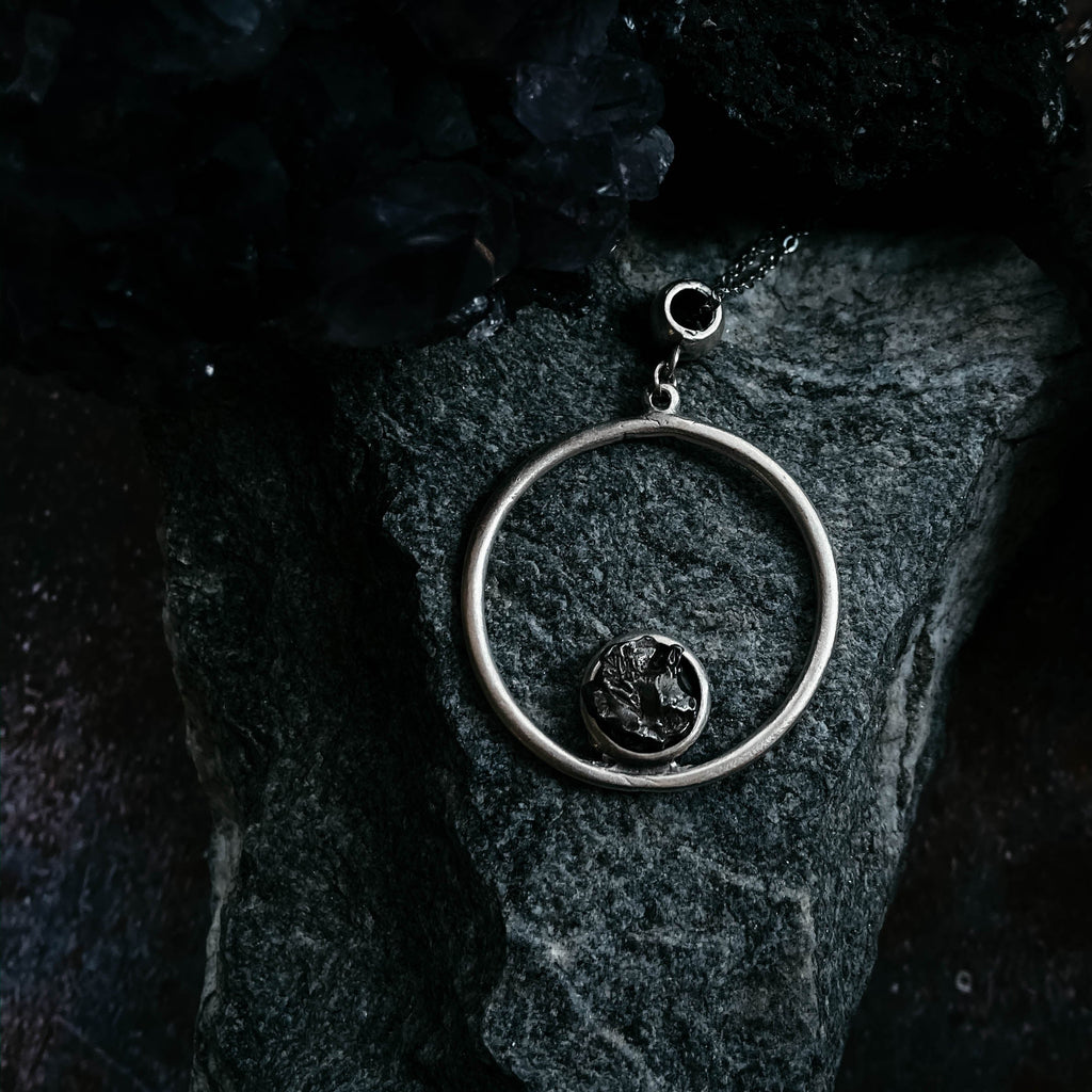 Circle Necklace with Authentic Raw Meteorite | Necklace | Wiccan Center