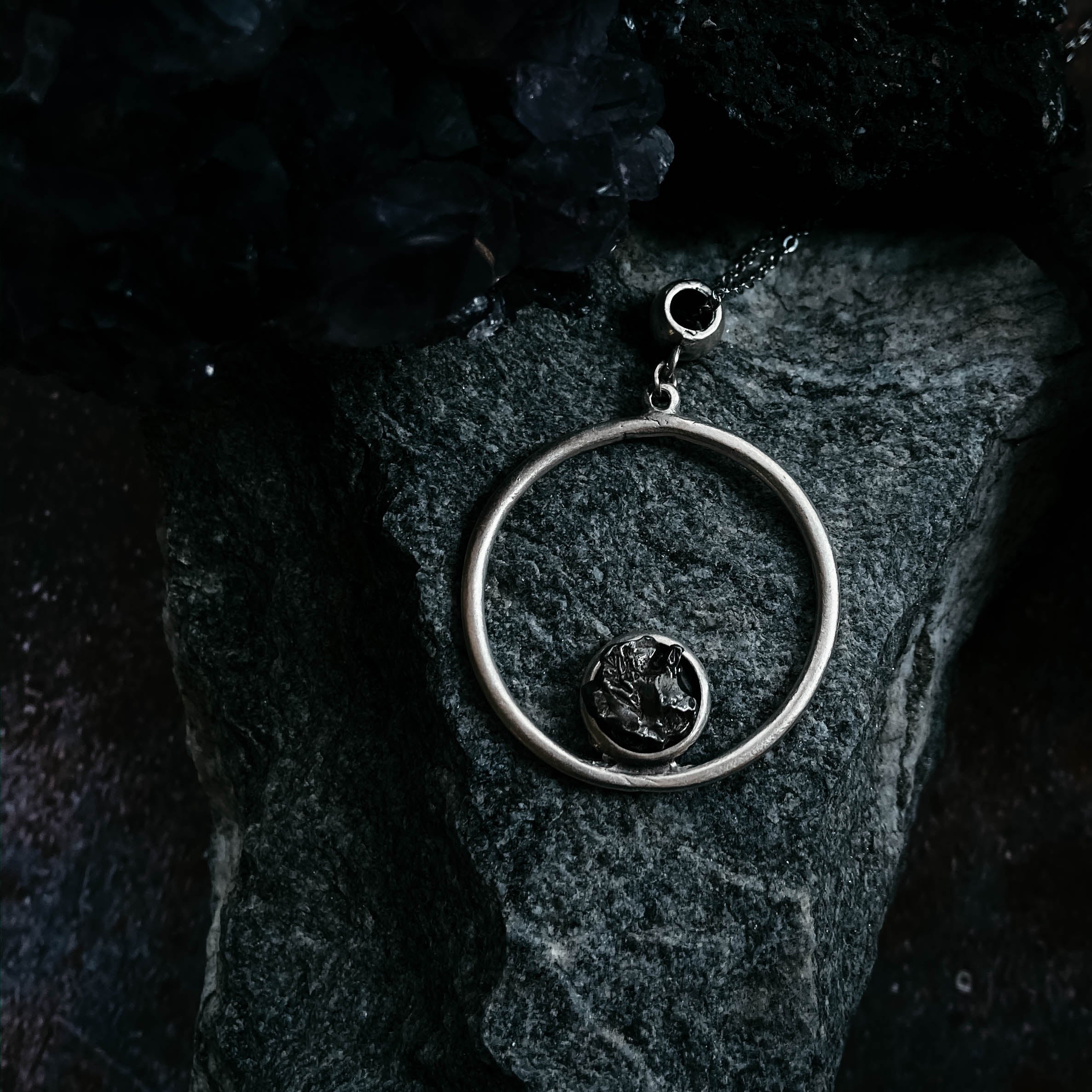 Circle Necklace with Authentic Raw Meteorite | Necklace | Wiccan Center