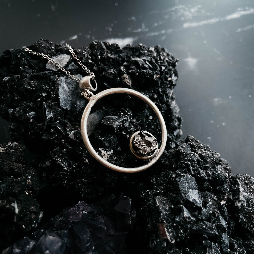 Circle Necklace with Authentic Raw Meteorite | Necklace | Wiccan Center
